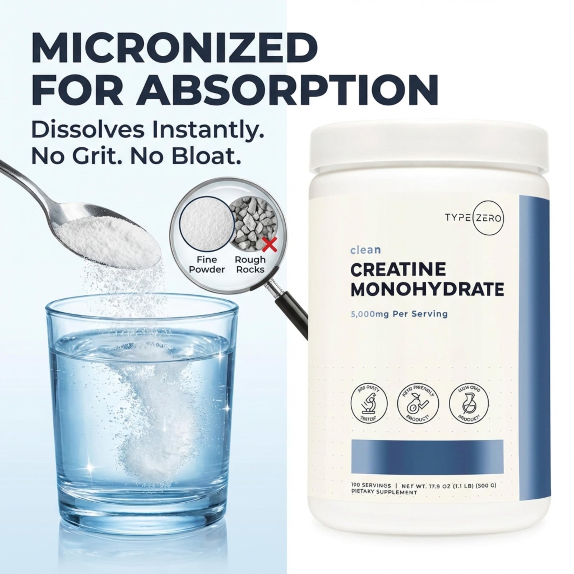Type Zero Creatine Monohydrate Powder (Unflavored | 500g), 5000 mg Per Serving, Micronized, Zero Sugar, Keto Friendly & Gluten Free, 100 Servings Type Zero buy supplements canada