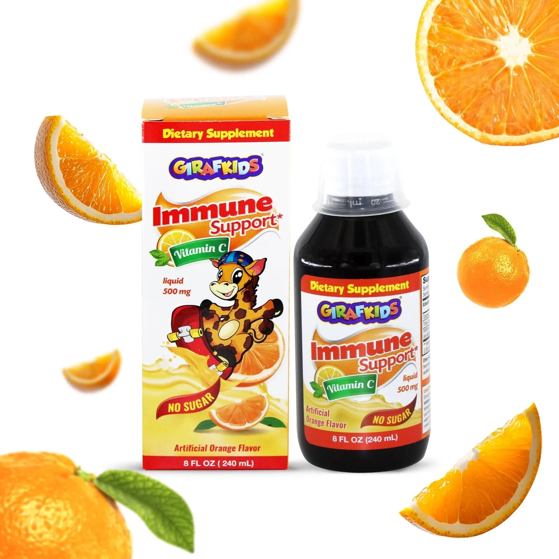 GirafKids Multivitamin Syrup + Liquid Vitamin C Bundle for Kids Ages 4+ | Omega-3, Beta Glucan, Folic Acid & Antioxidant Support | Peach & Orange Flavors PHARMADEL buy supplements canada