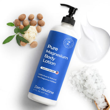 Zen Routine Magnesium Lotion for Sleep, Leg Cramps & Muscle Soreness with Shea Butter | Award-Winning Cream For Sleep – Safe for Kids – Unscented, Non-Greasy, Ultra Soothing – Made in USA Zen Routine buy supplements canada