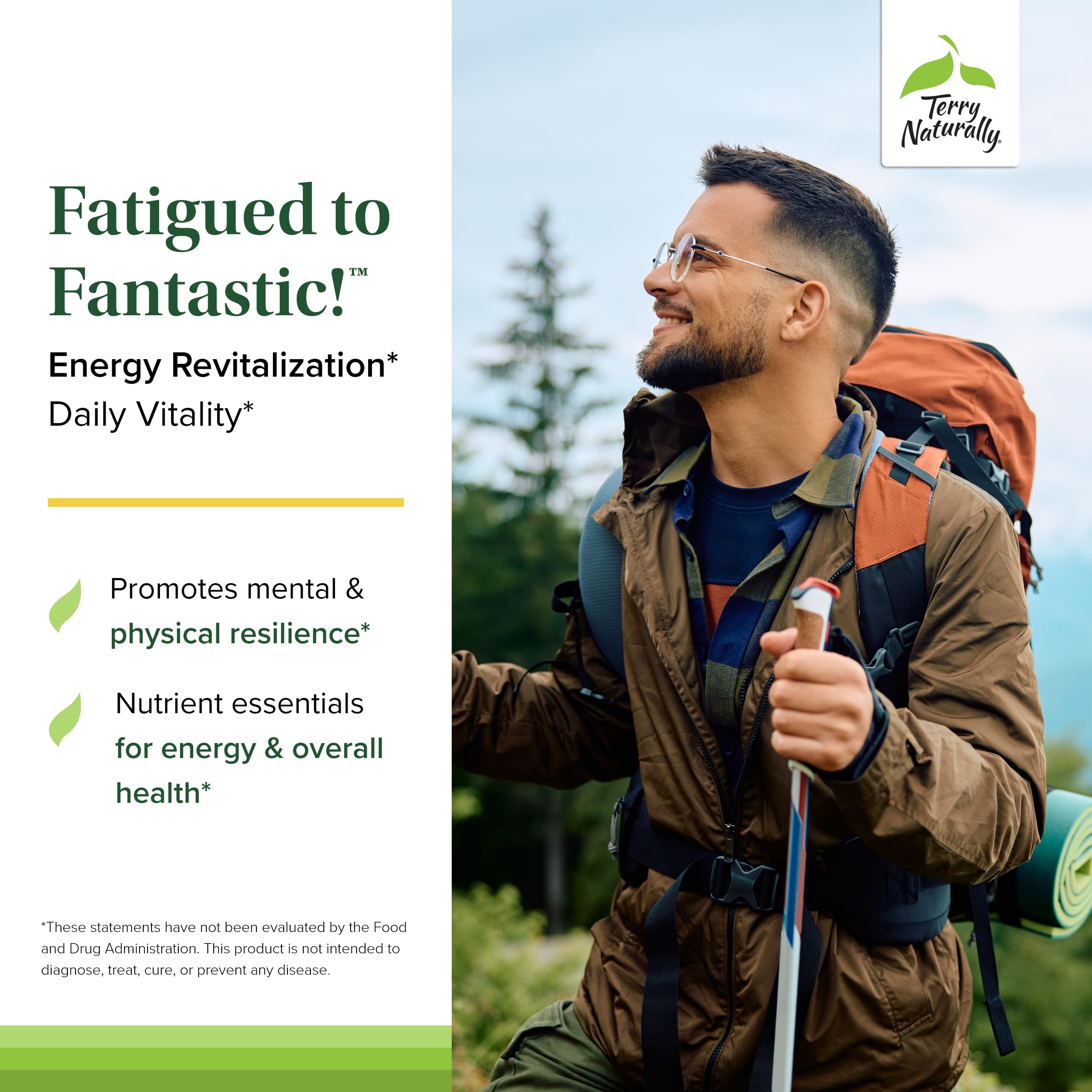 Terry Naturally Fatigued to Fantastic Energy Revitalization - Drink Mix for Energy with L-Tyrosine, Vitamins A, D3, E & B - Supports Heart Health - 7.6 oz (30 Servings) Terry Naturally buy supplements canada