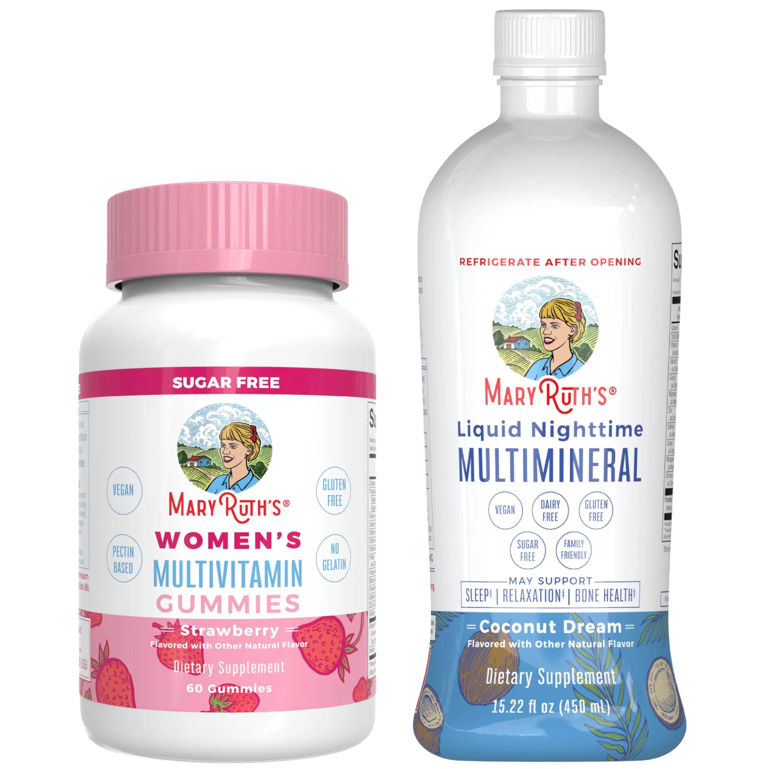 MaryRuth's Multivitamin Gummies for Women (Strawberry) & Liquid Nighttime Multimineral (Coconut, 15.22oz) | Clean Label Project Verified MARYRUTH'S buy supplements canada