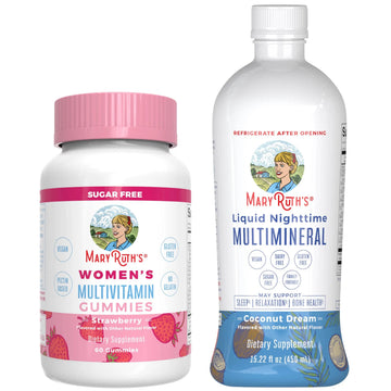 MaryRuth's Multivitamin Gummies for Women (Strawberry) & Liquid Nighttime Multimineral (Coconut, 15.22oz) | Clean Label Project Verified MARYRUTH'S buy supplements canada