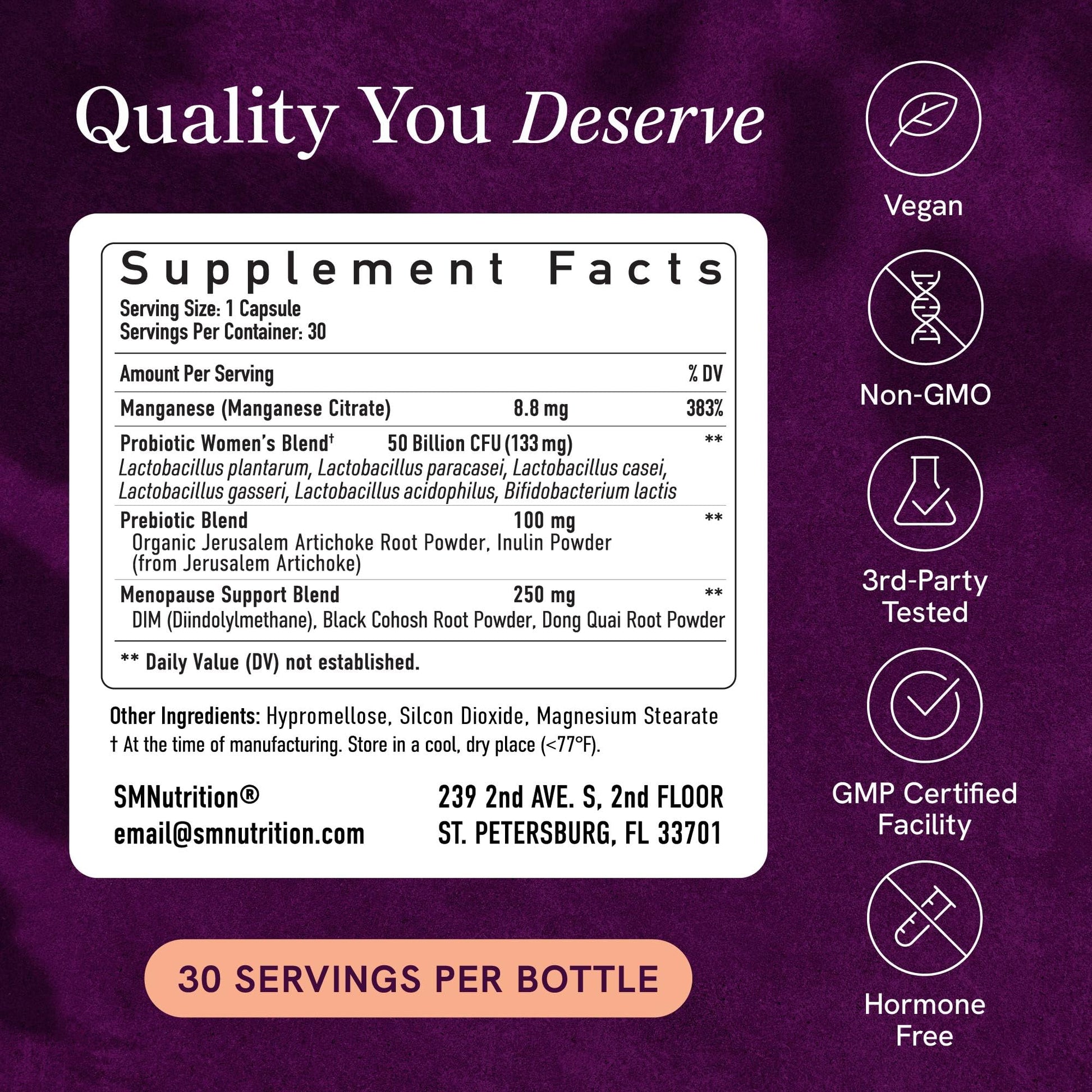 Menopause Support with Prebiotics and Probiotics for Women | Hormone Balance, Hot Flashes & Night Sweats | 50 Billion CFU, DIM & Black Cohosh | Triple Action Menopause Supplements for Women | 30 Ct SMNutrition buy supplements canada