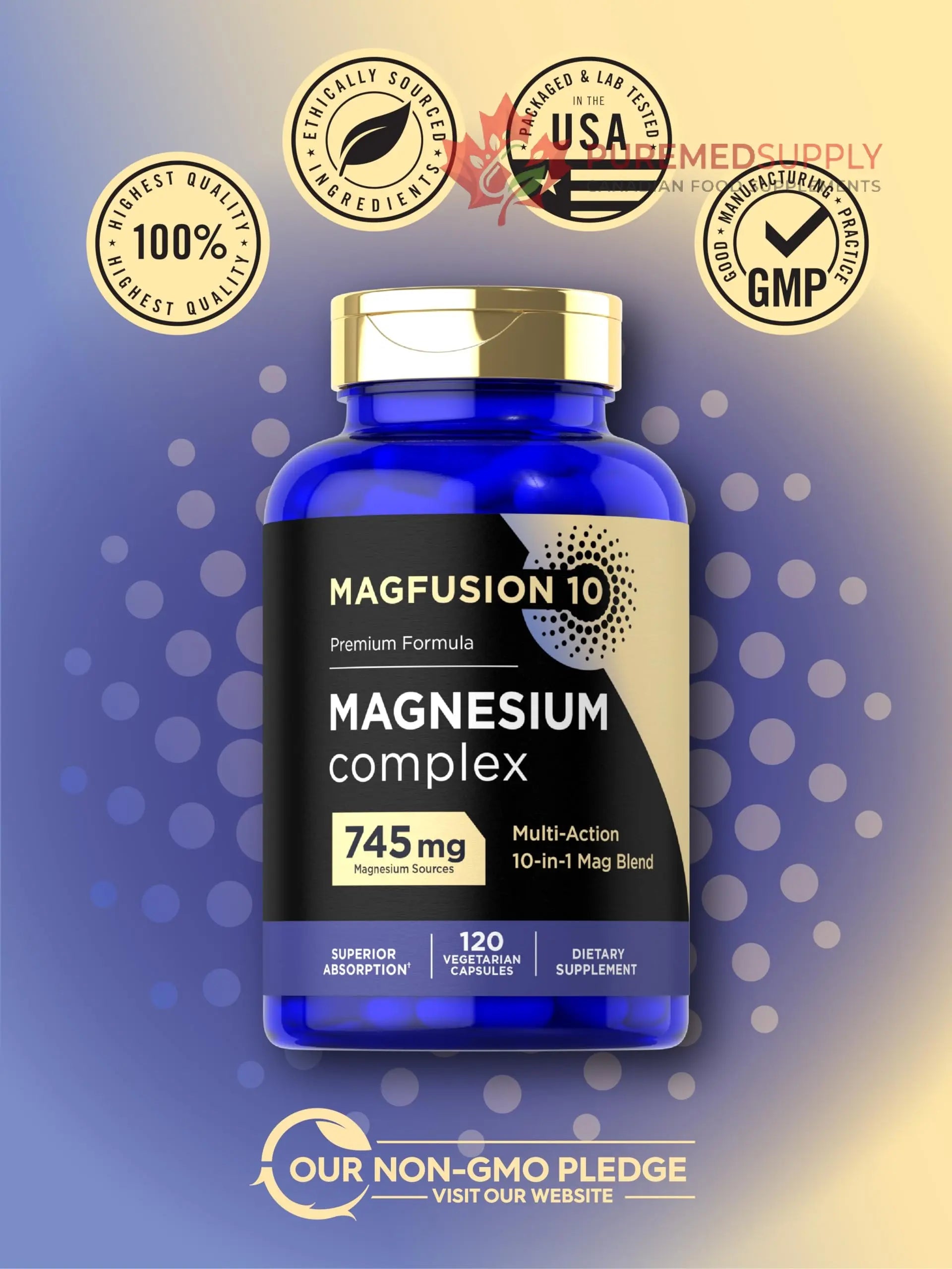 Magfusion-10 Magnesium Complex Supplement 745mg | 120 Capsules | 10 in 1 Blend | Vegetarian, Non-GMO, Gluten Free Magfusion-10 buy supplements canada
