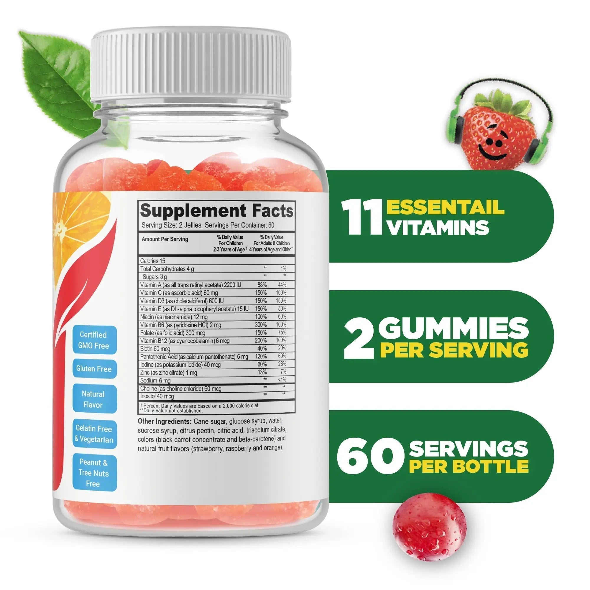 Doctors Finest Multivitamin Gummies for Kids - Vegetarian, GMO-Free & Gluten Free - Great Tasting Fruit Flavors Pectin Chews - 120 Jellies Doctors Orders buy supplements canada