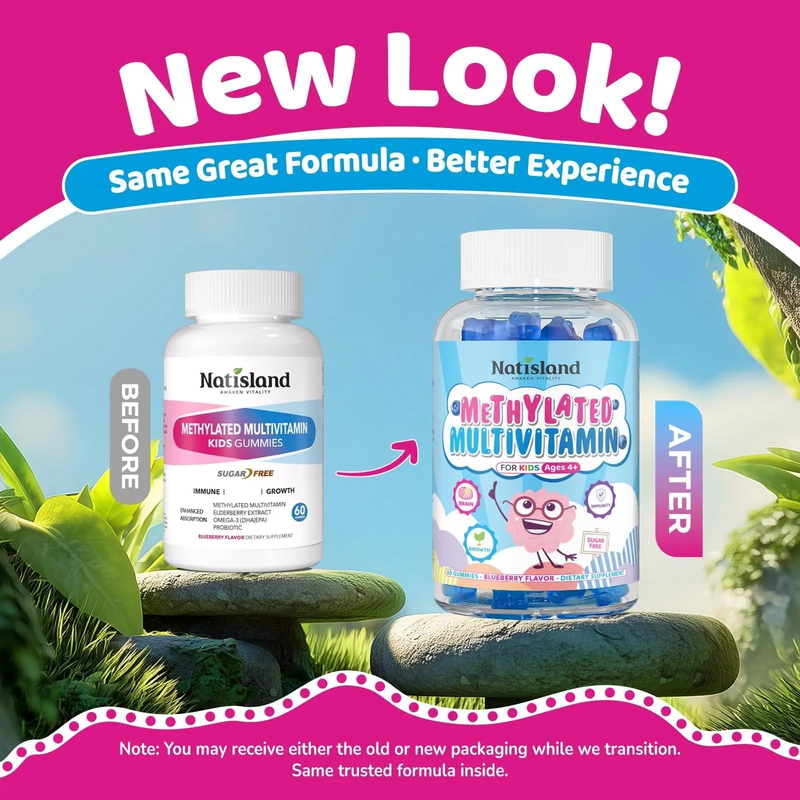 Kids Methylated Multivitamin - MTHFR Multivitamin for Kids & Teens 4+, L Methylfolate & B12, 13 Vitamins, Vegan Omega-3 NATISLAND buy supplements canada