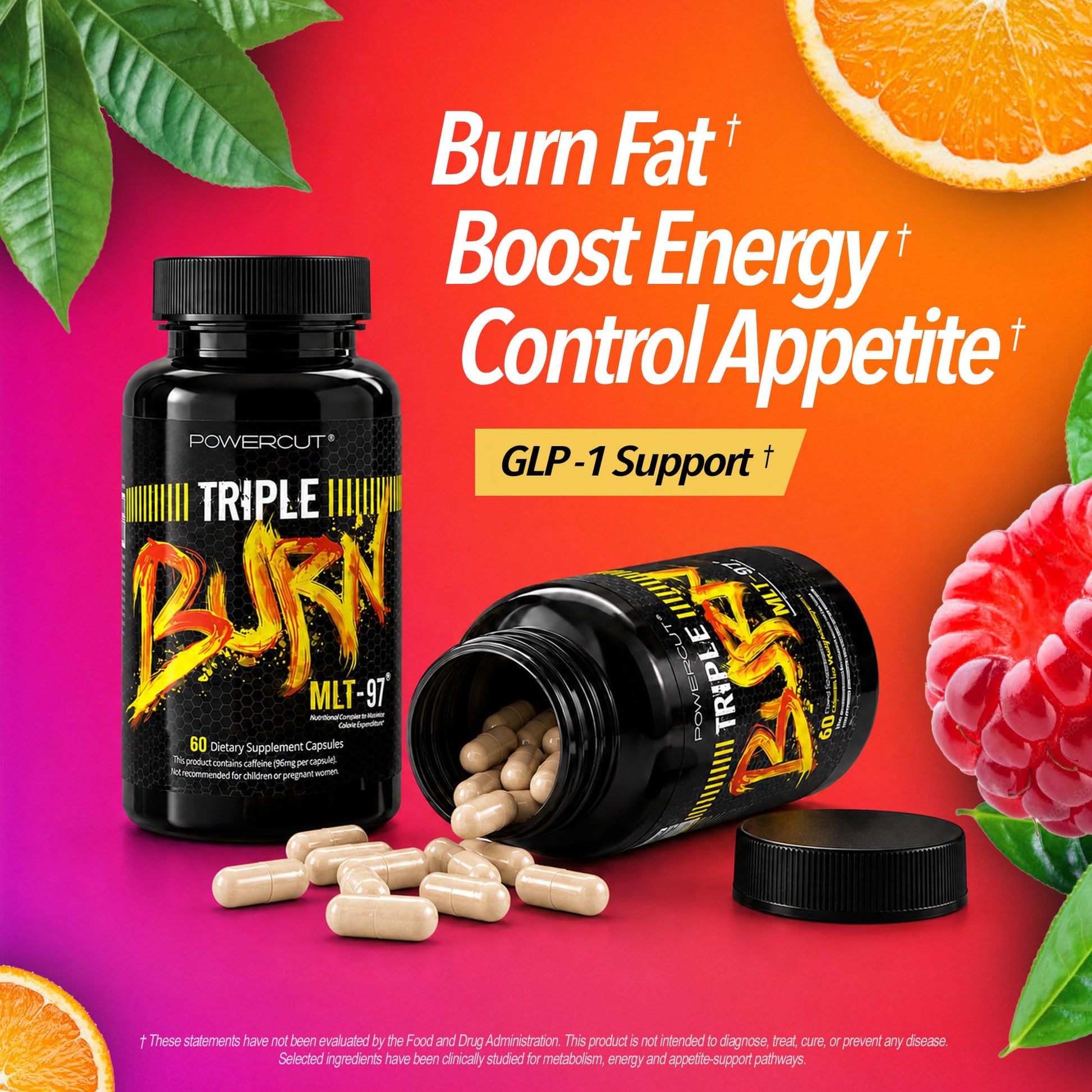 Triple Burn  Pills for Women & Men, Fat Burner GLP-1 Support, Appetite Suppressant, Diet Pills with Green Coffee Extract & Cayenne (60 Capsules) powercut buy supplements canada