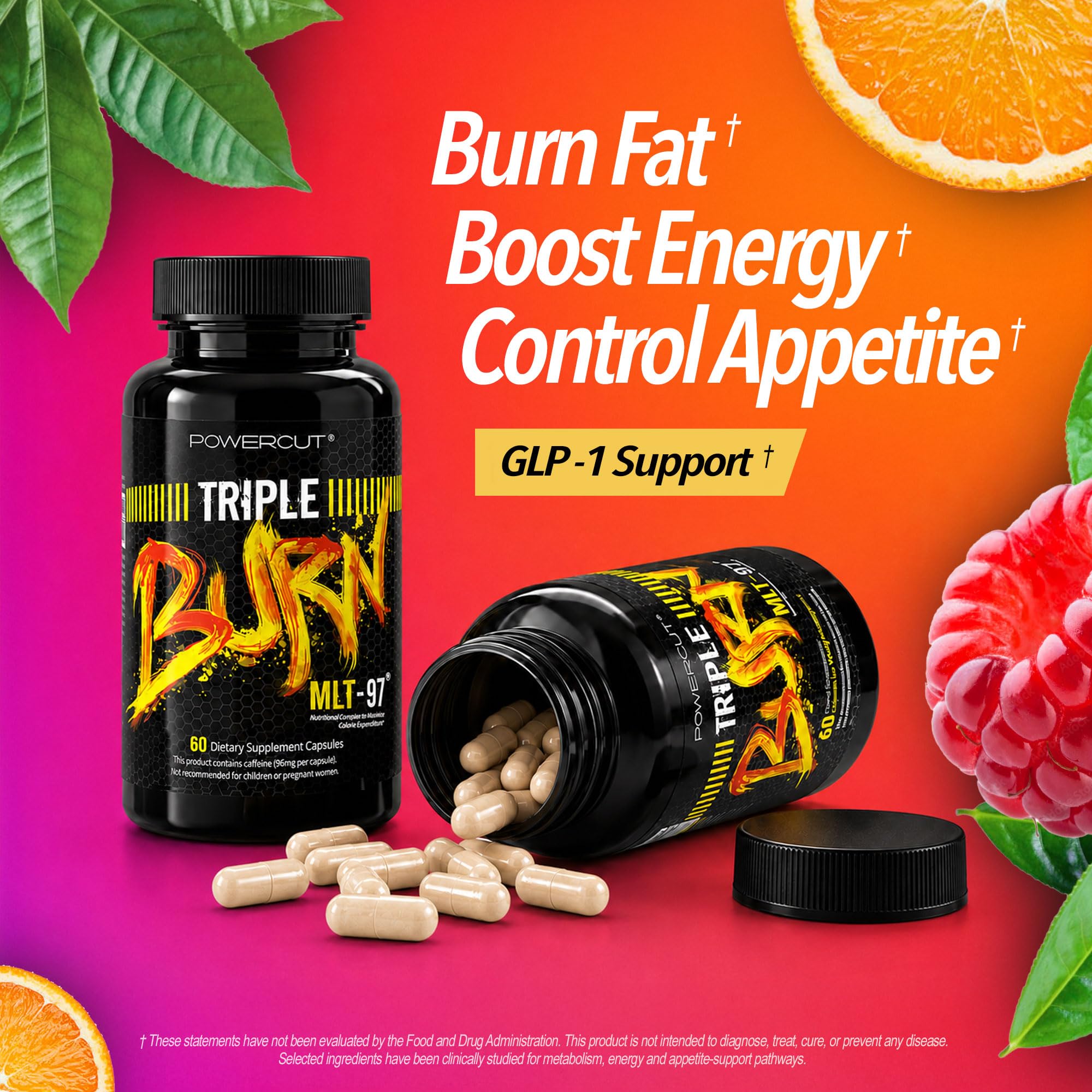 Triple Burn  Pills for Women & Men, Fat Burner GLP-1 Support, Appetite Suppressant, Diet Pills with Green Coffee Extract & Cayenne (60 Capsules) powercut buy supplements canada