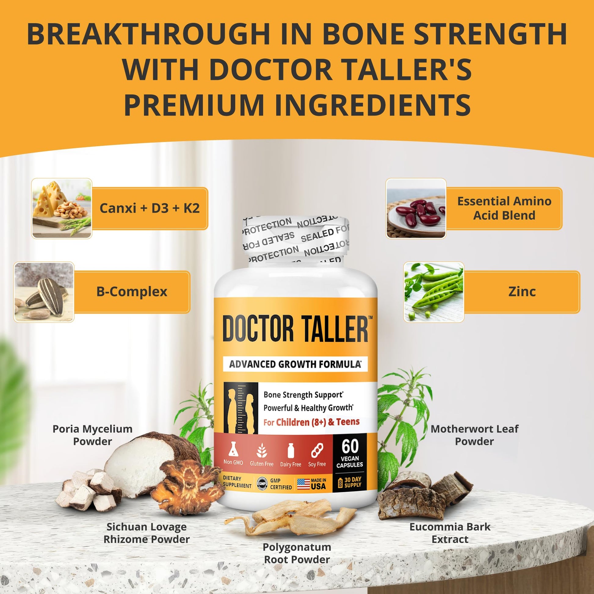 NuBest Doctor Taller - Bone Strength Supports, Enhance Immune System - Keto with Calcium, Vitamin D3, Vitamin K2, Amino Acids & Herbs for Children (8+) - 60 Vegan Capsules | 1 Month Supply NuBest buy supplements canada