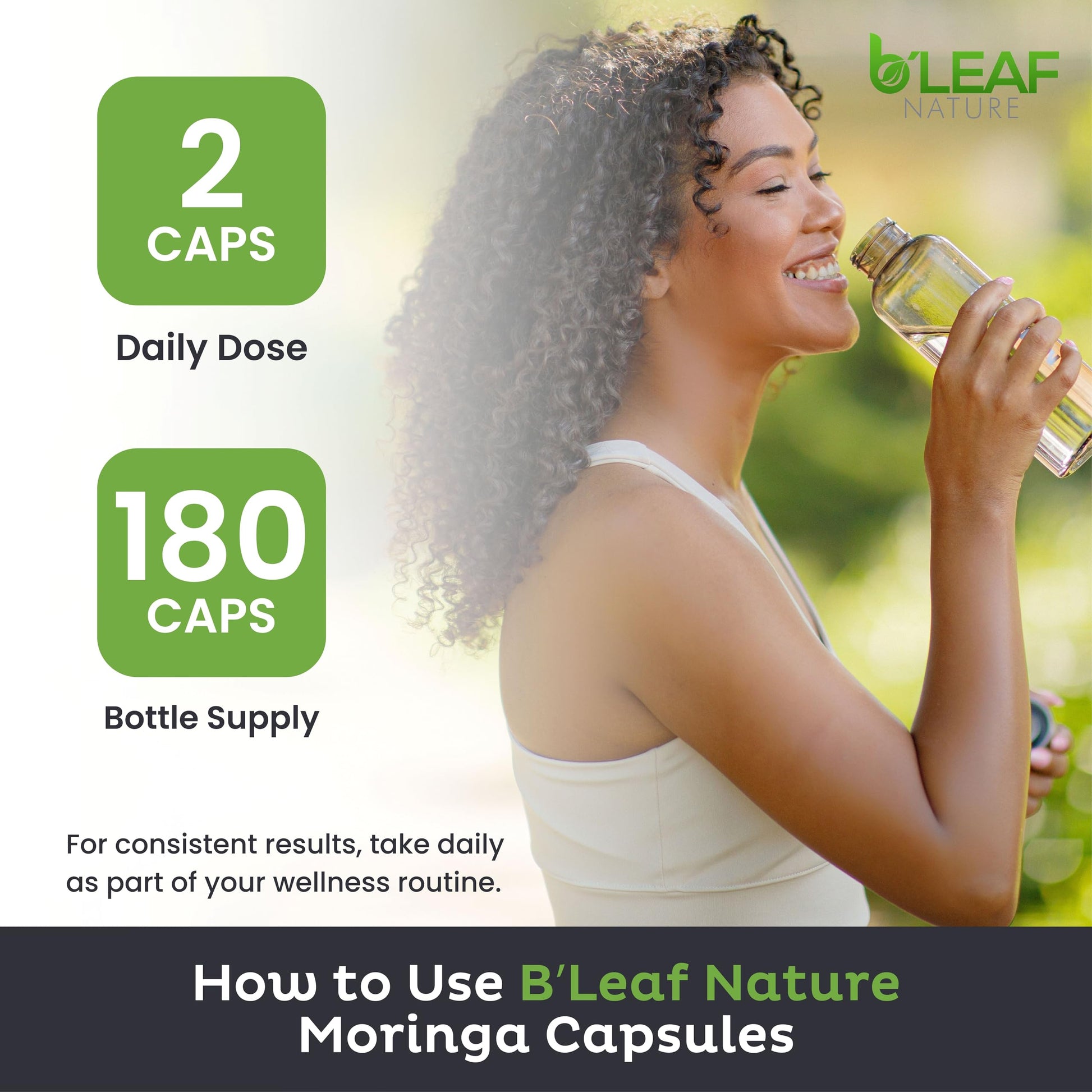B'Leaf Nature Moringa Capsules Organic 1000mg — Pure Moringa Oleifera Leaf Powder Capsules for Energy & Immune Support B'LEAF NATURE buy supplements canada