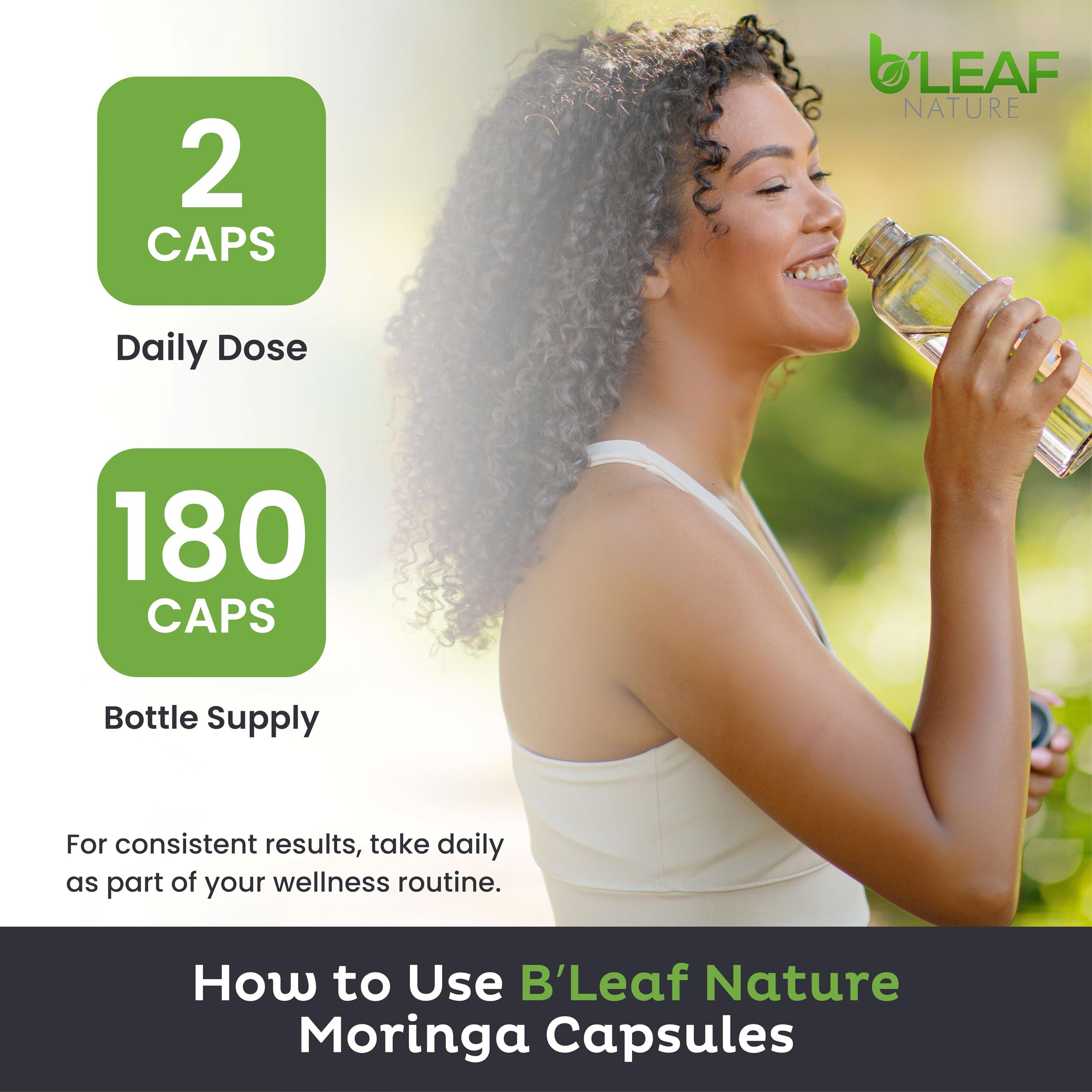 B'Leaf Nature Moringa Capsules Organic 1000mg — Pure Moringa Oleifera Leaf Powder Capsules for Energy & Immune Support B'LEAF NATURE buy supplements canada