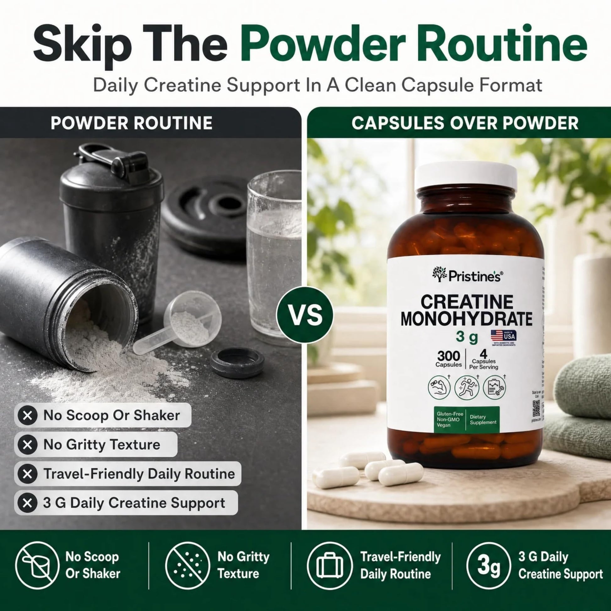PRISTINE'S Creatine Monohydrate Capsules for Women & Men - NSF Certified 75 Day Supply 3G Creatine Pills for Women - Cognitive & Athletic Performance Support PRISTINE'S buy supplements canada