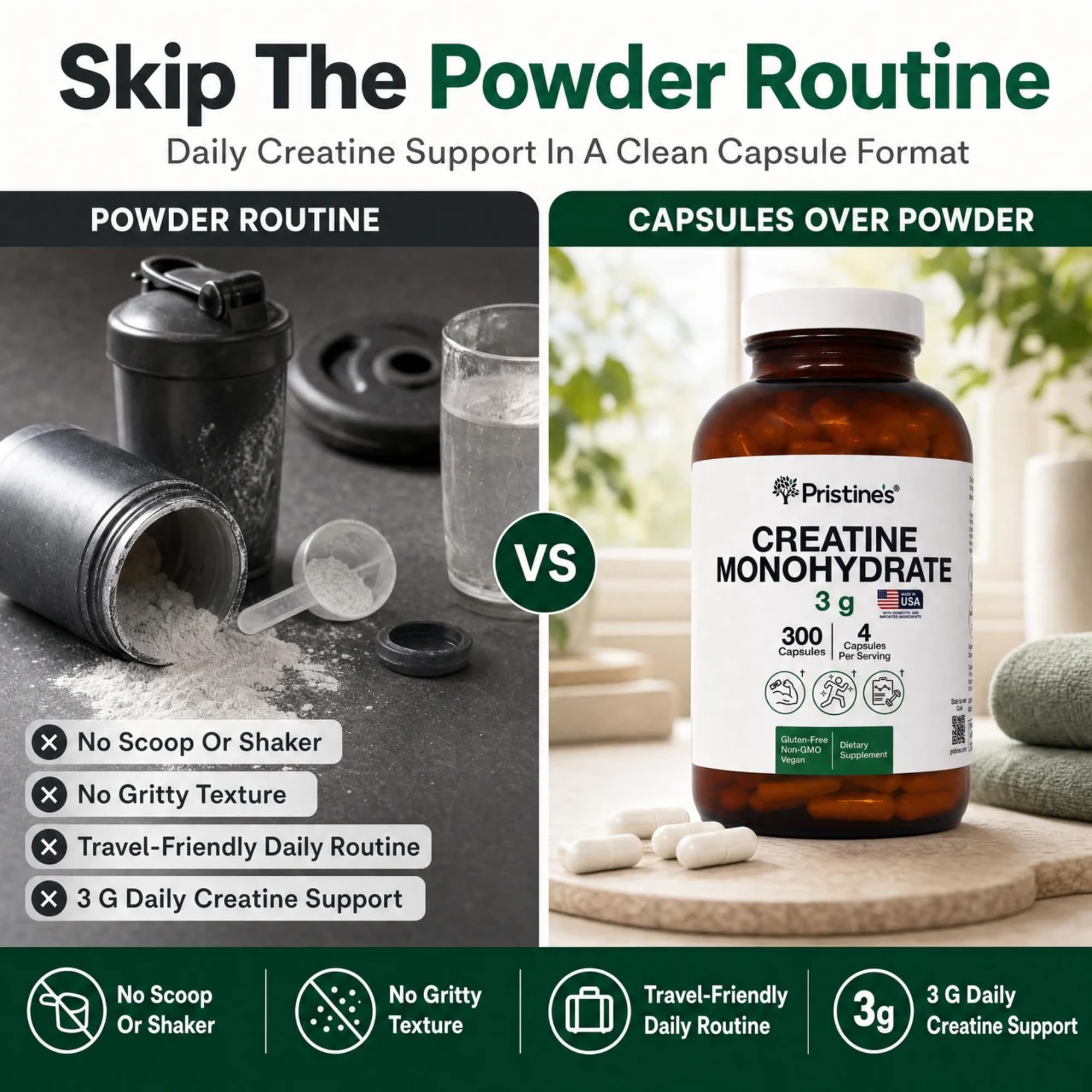 PRISTINE'S Creatine Monohydrate Capsules for Women & Men - NSF Certified 75 Day Supply 3G Creatine Pills for Women - Cognitive & Athletic Performance Support PRISTINE'S buy supplements canada