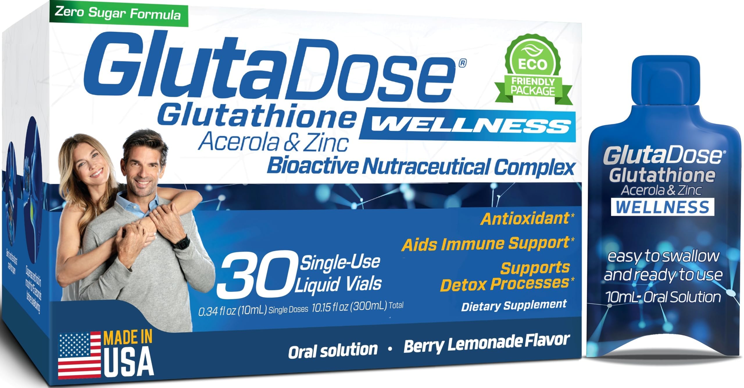 Liquid Glutathione Supplement, Lemon Berry Flavored Acerola Energy Booster w/Zinc, Daily Vitamins & Minerals, Zero Sugar Formulation, Everyday Auto-Immune Support for Adults, 0.34 fl oz, Pack of 30 GlutaDose buy supplements canada