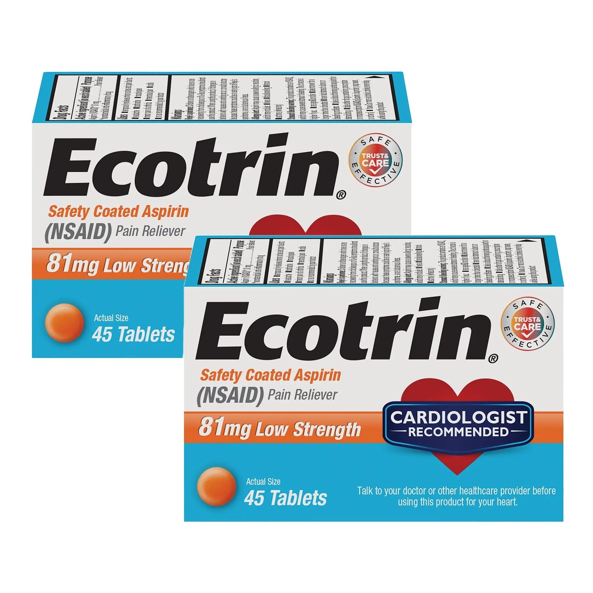 Ecotrin Low Strength Safety Coated Aspirin, NSAID 81mg, 45 count (2 Pack) Ecotrin buy supplements canada