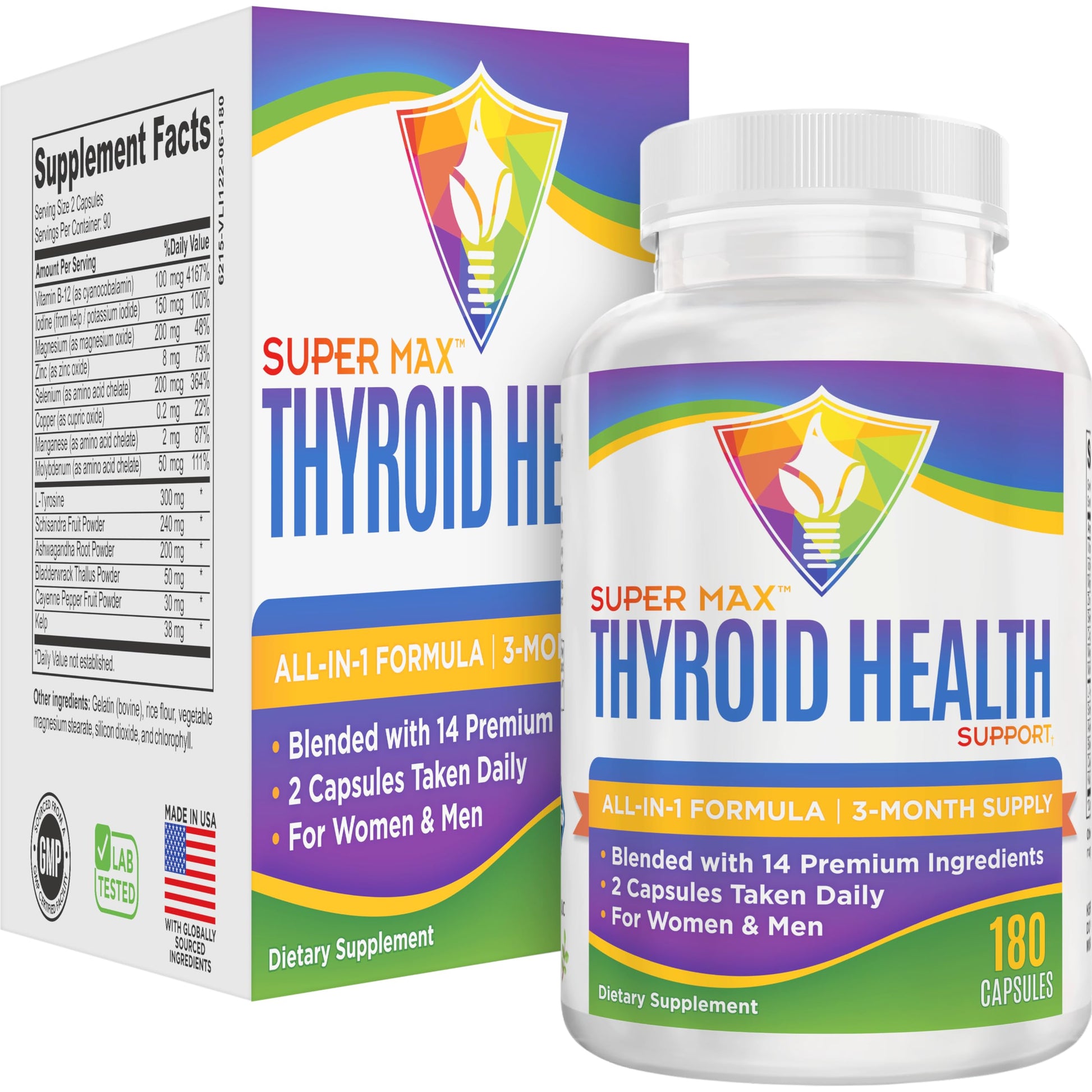 Thyroid Support (3-Month) Supplement All-in-1 with 14 Active Ingredients in 1 Formula | Thyroid Health Support Supplements | Women & Men | 90-Day Bulk Supply | 180 Capsules Elevate Recovery Supplements buy supplements canada