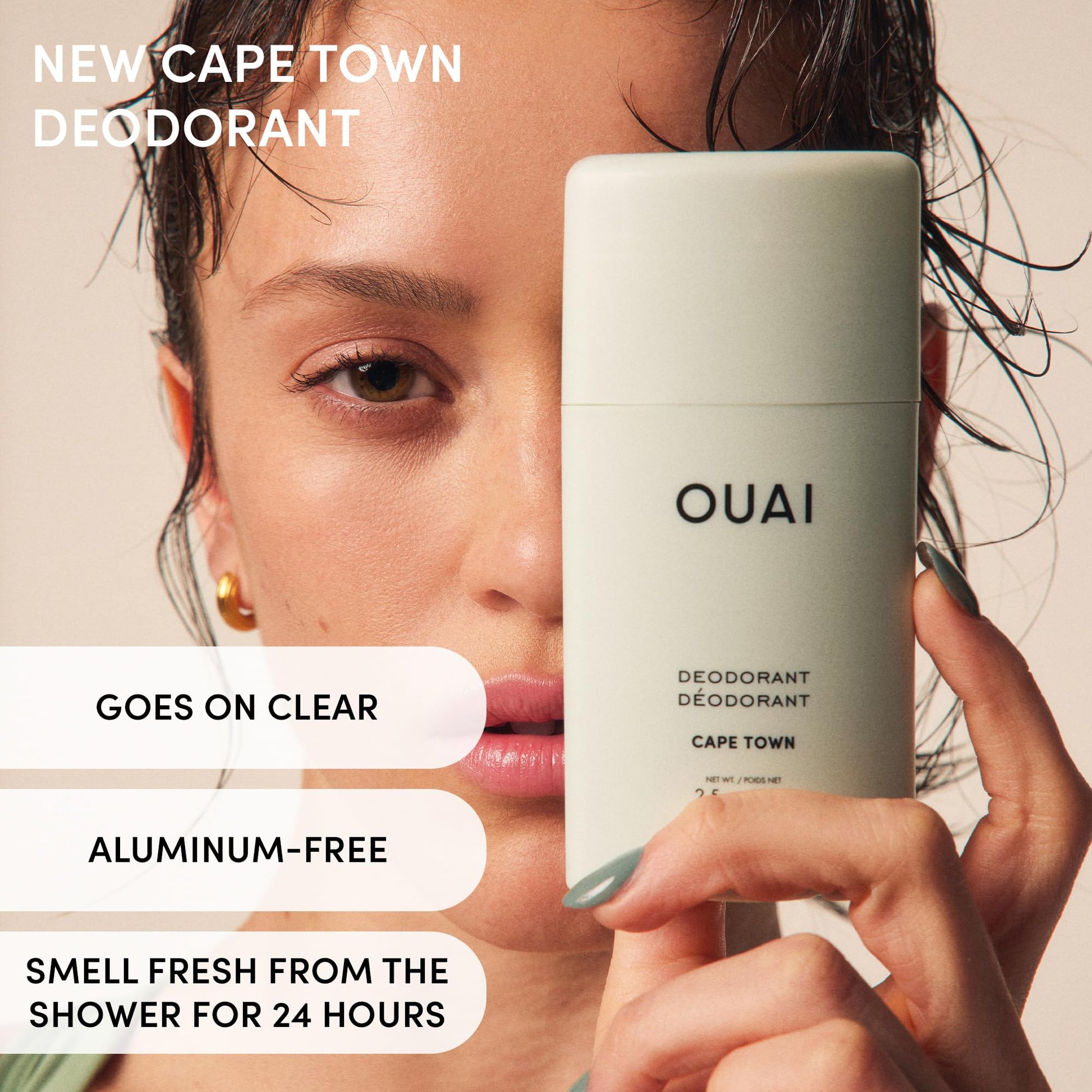 OUAI Aluminum Free Deodorant - Women's Deodorant with 24-Hour Odor Control & Invisible Application - Enriched with Notes of Wet Grass, Ginger, Basil & Green Fig - Cape Town (2.5 oz) OUAI buy supplements canada