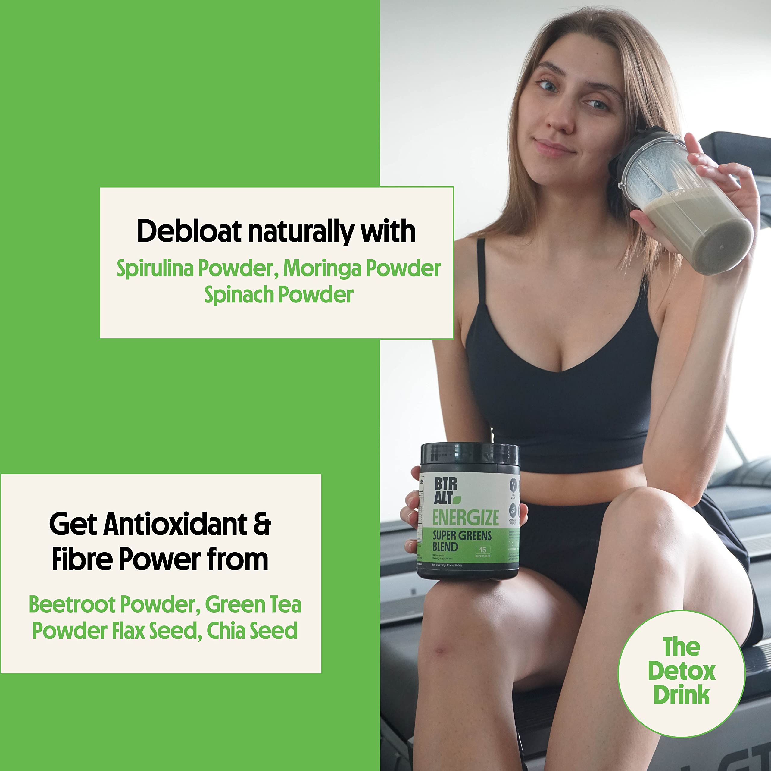 Better Alt Greens Powder, Helps Reduce Bloating, 15 Super Greens- Blend of Spirulina Better Alt buy supplements canada