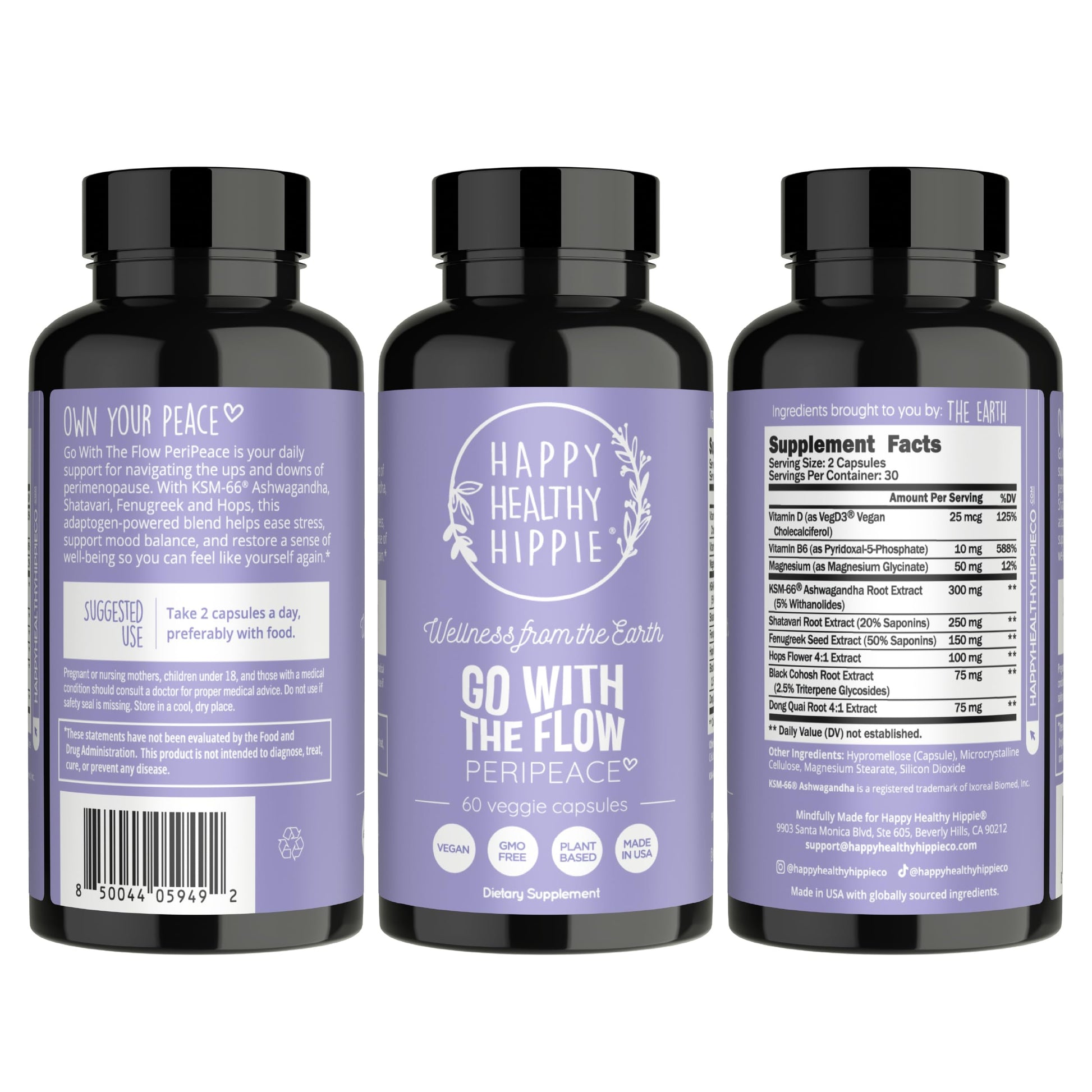 Perimenopause Supplements for Women | Hot Flash, Night Sweat, Mood & Sleep Support | Vegan Hormone Balance Capsules with KSM-66 Ashwagandha, Shatavari & Black Cohosh | Estrogen-Free, 60ct Happy Healthy Hippie buy supplements canada
