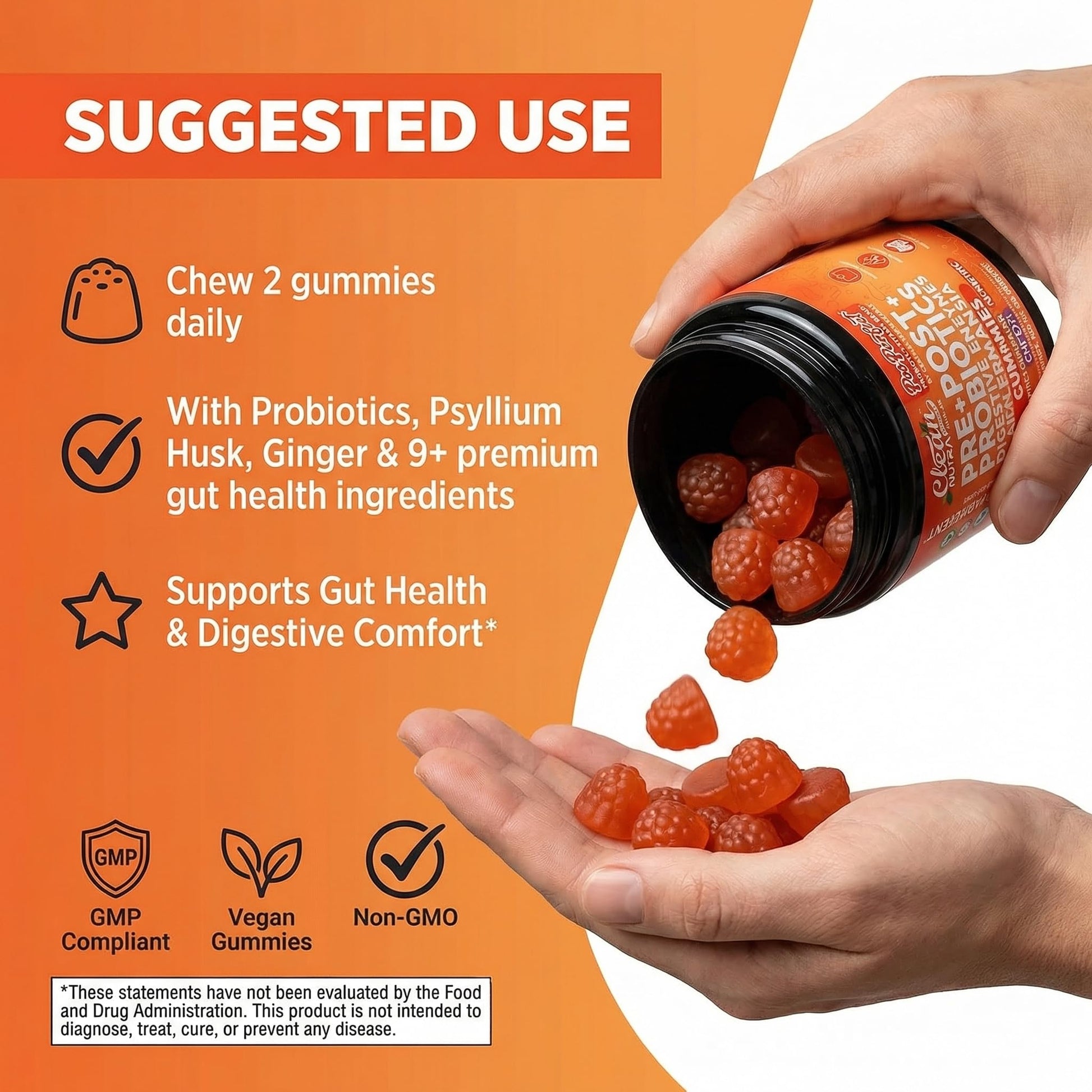 Clean Nutra Prebiotic Postbiotic Digestive Enzymes Gummies with Chicory Root, Boswellia Serrata, Turmeric, and Akkermansia | Pre+Post Probiotics Supplement Clean Nutraceuticals buy supplements canada