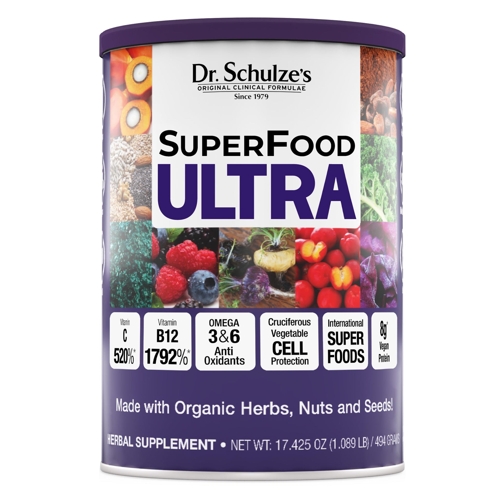 Dr. Schulze's SuperFood Ultra | Organic Super Food Powder | Vitamin B Complex and 520% Vitamin C | May Help Boost Energy & Improve Fitness | Vegan, Non-GMO & Gluten-Free | 17.4 Oz Dr. Schulze's buy supplements canada