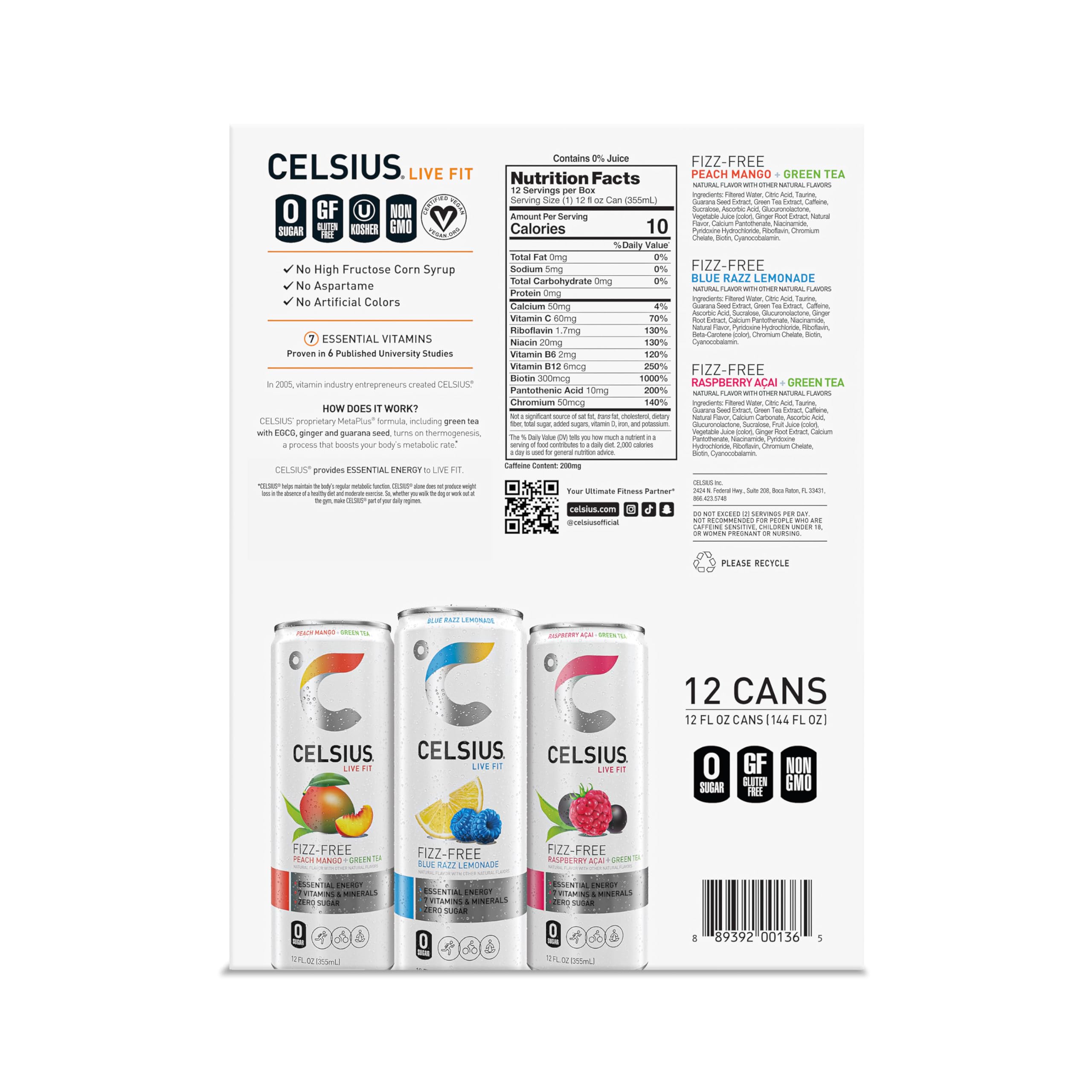 CELSIUS Fizz Free Variety Pack, Functional Essential Energy Drink 12 Fl Oz (Pack of 12) CELSIUS buy supplements canada