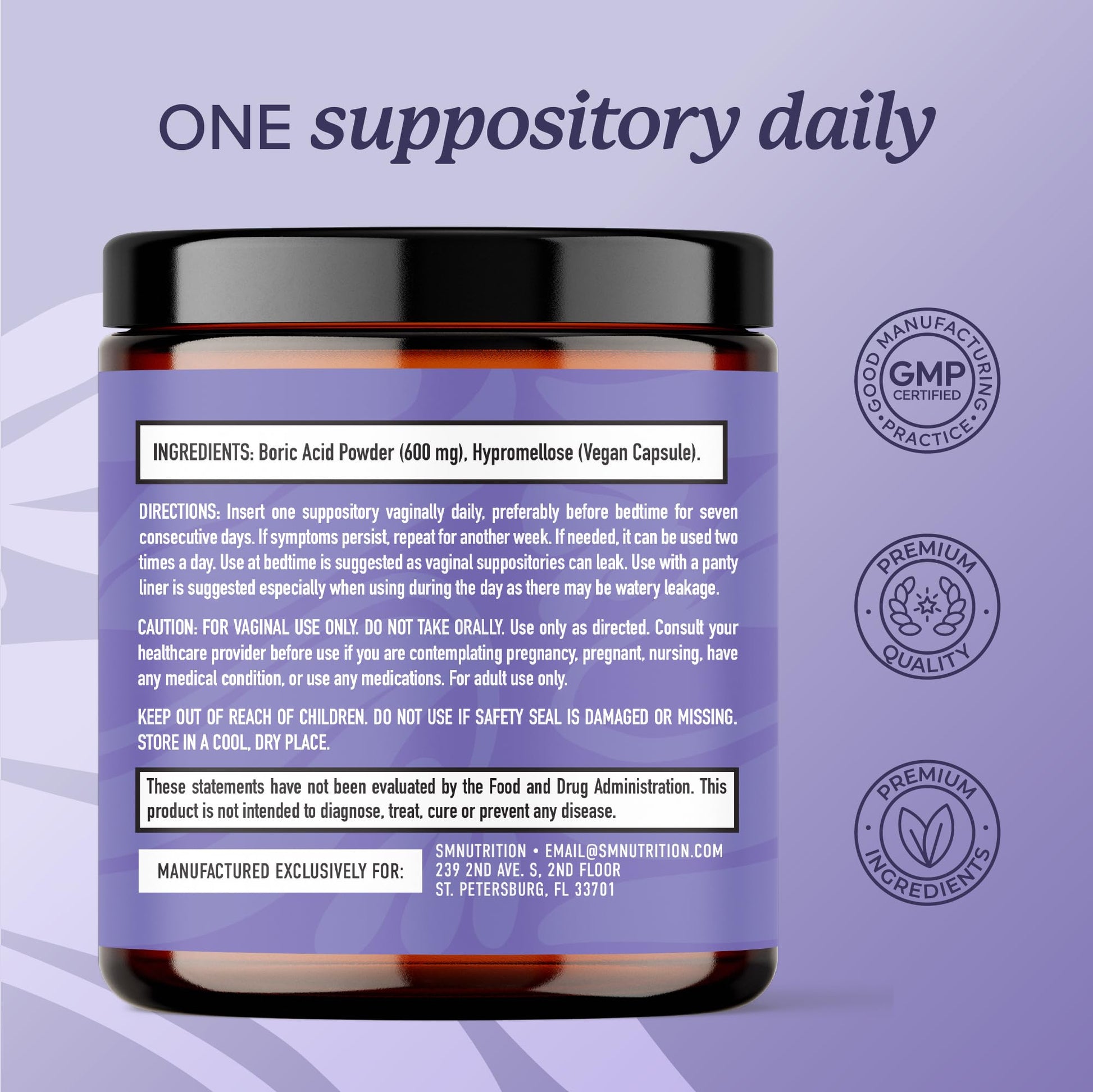 Boric Acid Suppositories for Women 600mg | pH Balance, Vaginal Odor & Itching | Feminine Hygiene & Intimate Health Support | Boric Acid for Women Vaginal Suppositories | Unscented, Vegan | 30 Ct SMNutrition buy supplements canada