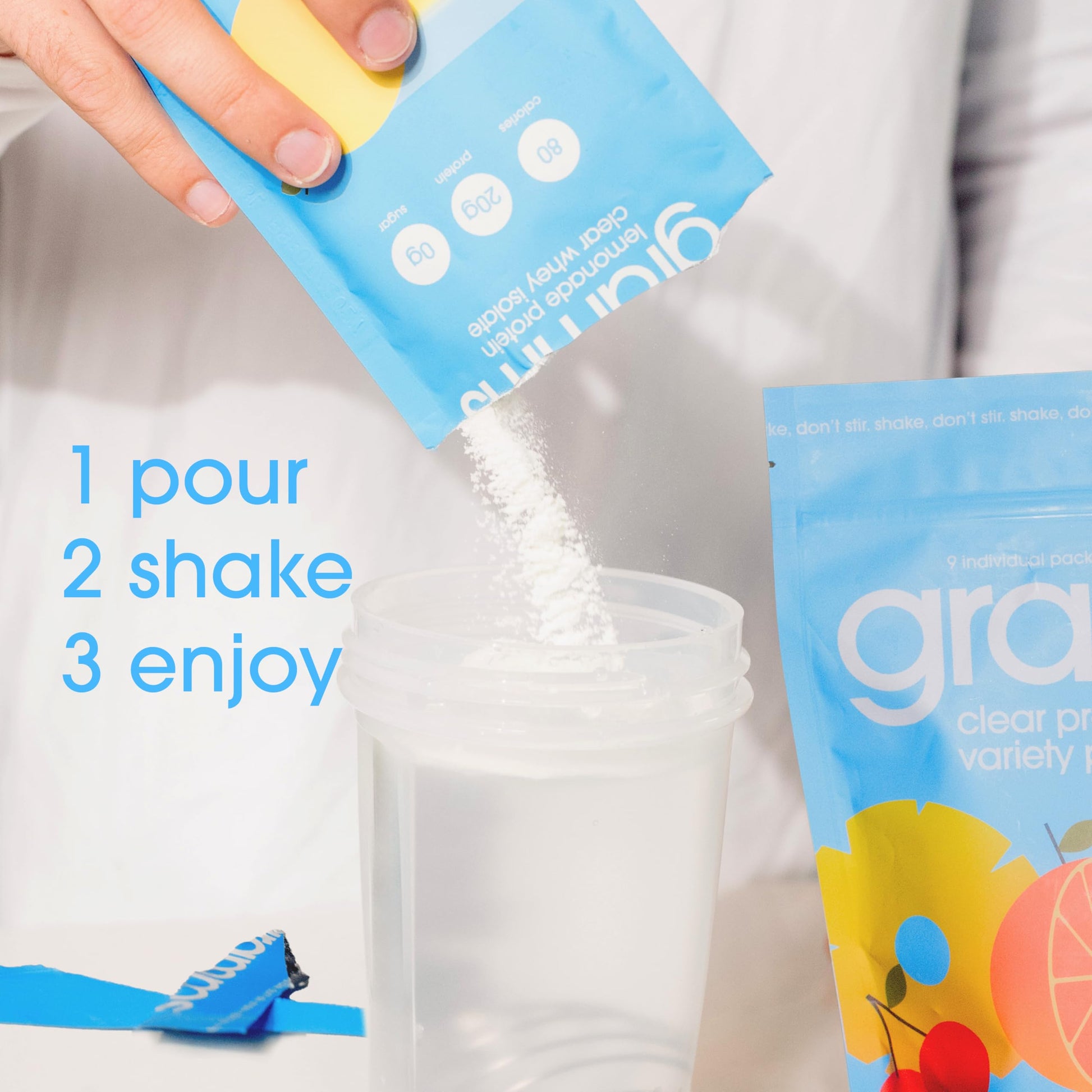 GRAMMS Clear Protein Powder Packets 20G Protein Sample Packets Variety Flavors for Women & Men | Lactose Free, Grass-Fed Whey Isolate, Gluten Free, Zero Sugar, Gut Friendly, Non-Bloating(9 Pack) GRAMMS buy supplements canada