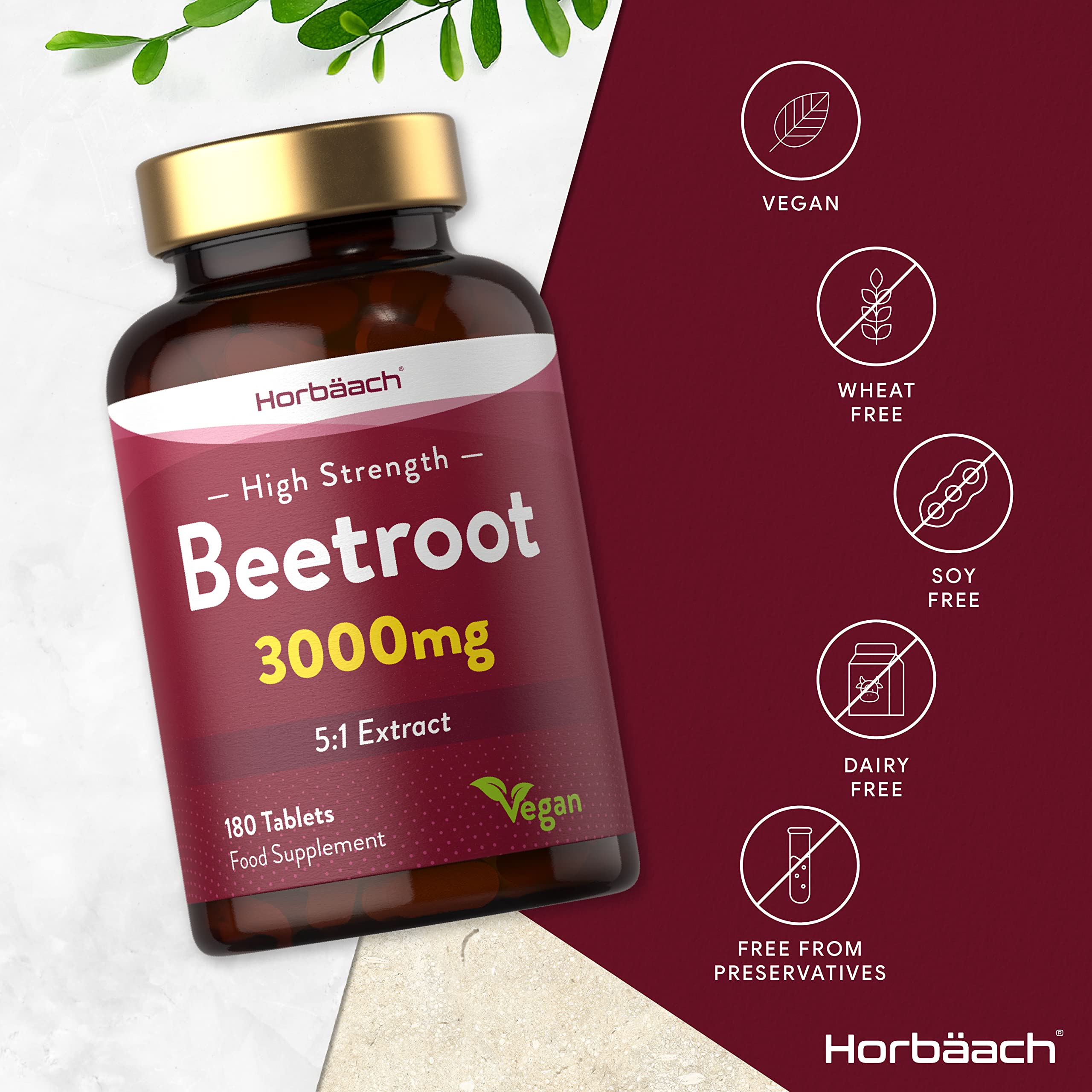 Beetroot Tablets 3000mg | 180 Count | High Strength 5:1 Extract Supplement | Nitric Oxide Horbäach buy supplements canada