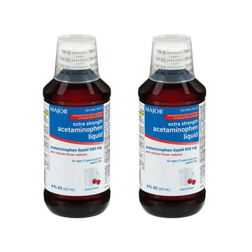 MAJOR Adult Extra Strength Liquid Acetaminophen 500mg - Helps Relieve Pain and Reduce Fevers - Aspirin Free - Cherry Flavor - 8 Fl Oz (2 Pack) MAJOR buy supplements canada