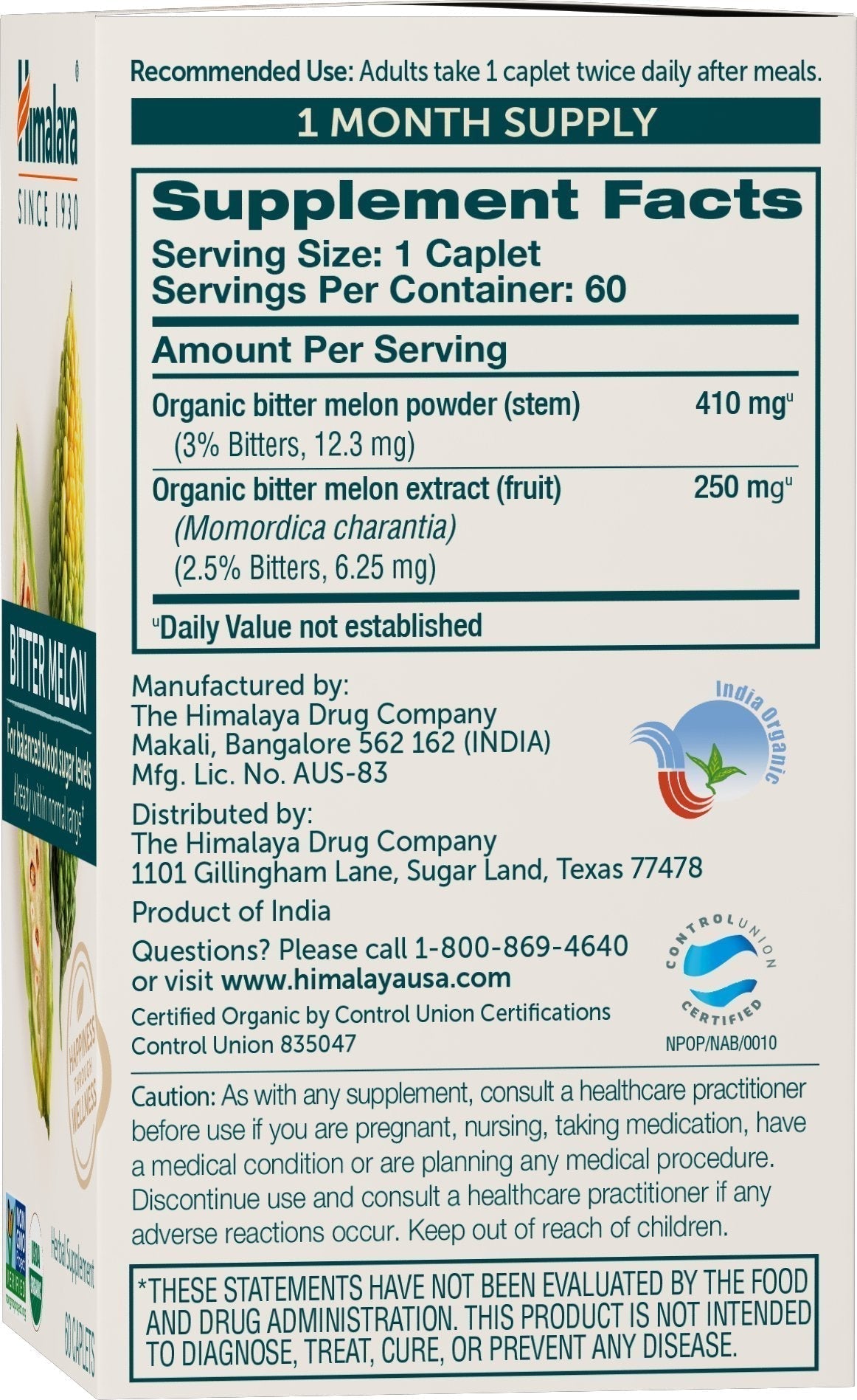 Himalaya Organic Bitter Melon/Karela Herbal Supplement, Glycemic Support and Weight Himalaya buy supplements canada