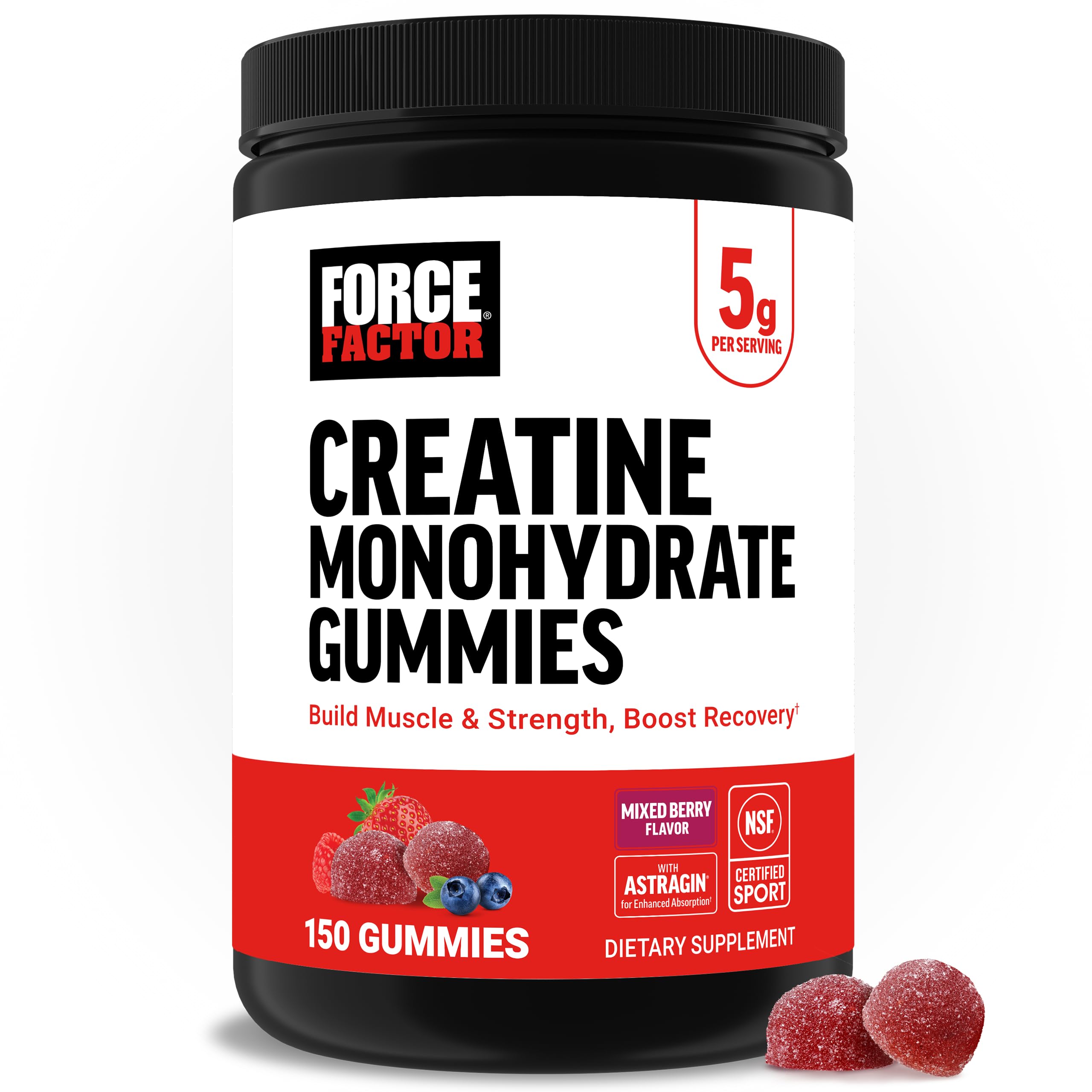 Force Factor Creatine Monohydrate Gummies, NSF Certified, 5g Dose for Men & Women to Support Muscle, Strength, Recovery, Cognitive Health & Memory, Mixed Berry, 150 Gummies Force Factor buy supplements canada