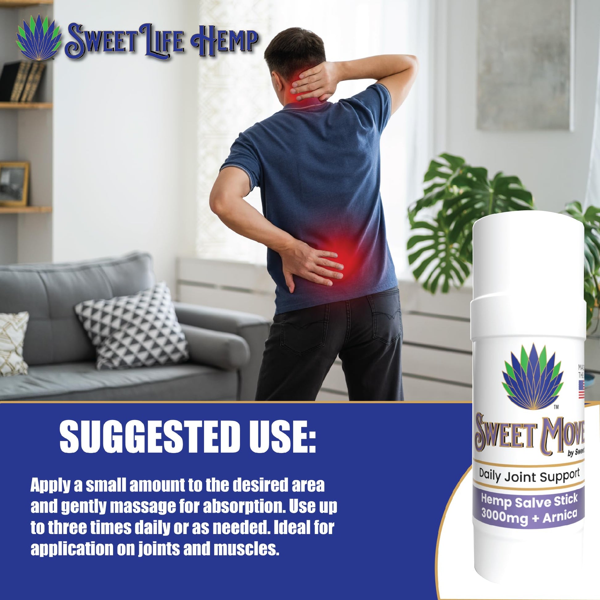 Sweet Life | Hemp Salve Stick | 3000mg | Organic Botanical Balm | Twist-Up Applicator | Small Business | Muscle & Joint Comfort Sweet Life buy supplements canada