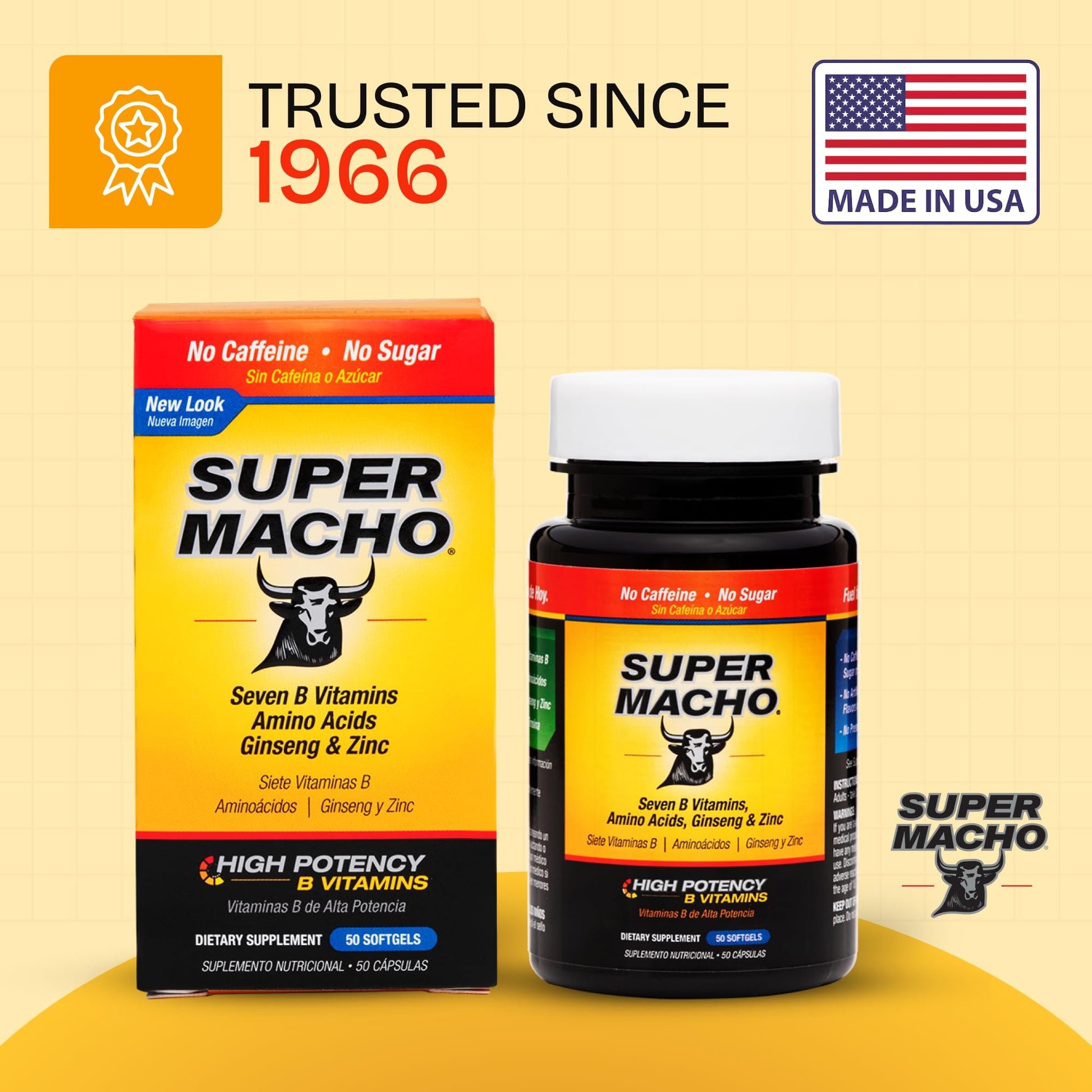 Super Macho, High Potency B Vitamins and Amino Acids, Fuel for Today's Active Men, No Caffeine, No Sugar, Dietary Supplement, Made in USA,50 Softgels Super Macho buy supplements canada