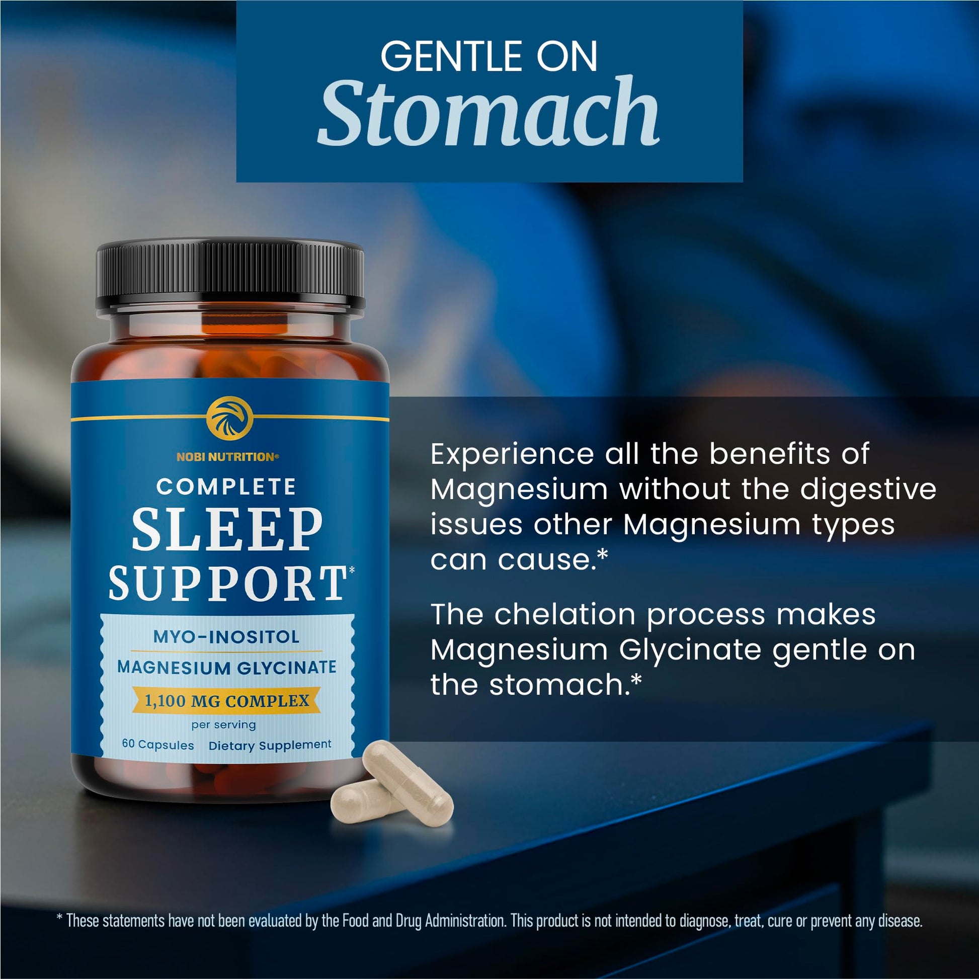 Complete Sleep Support | Myo Inositol + Magnesium Glycinate | Restful Sleep & Relaxation Support | 1100MG Complex | Melatonin-Free, Non-GMO | Inositol Supplement with Magnesium-Glycinate | 60 Ct Nobi Nutrition buy supplements canada