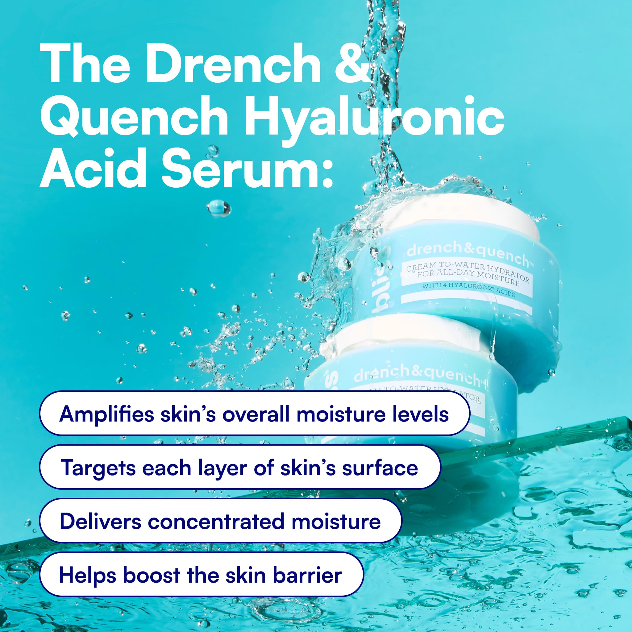 Bliss Drench & Quench Hyaluronic Acid Cream to Water Moisturizer | Lightweight Face Cream with 4 Types of Hyaluronic Acid for All Day Hydration and Plump Skin | Clean Vegan & Cruelty Free 1.7 fl oz Bliss buy supplements canada