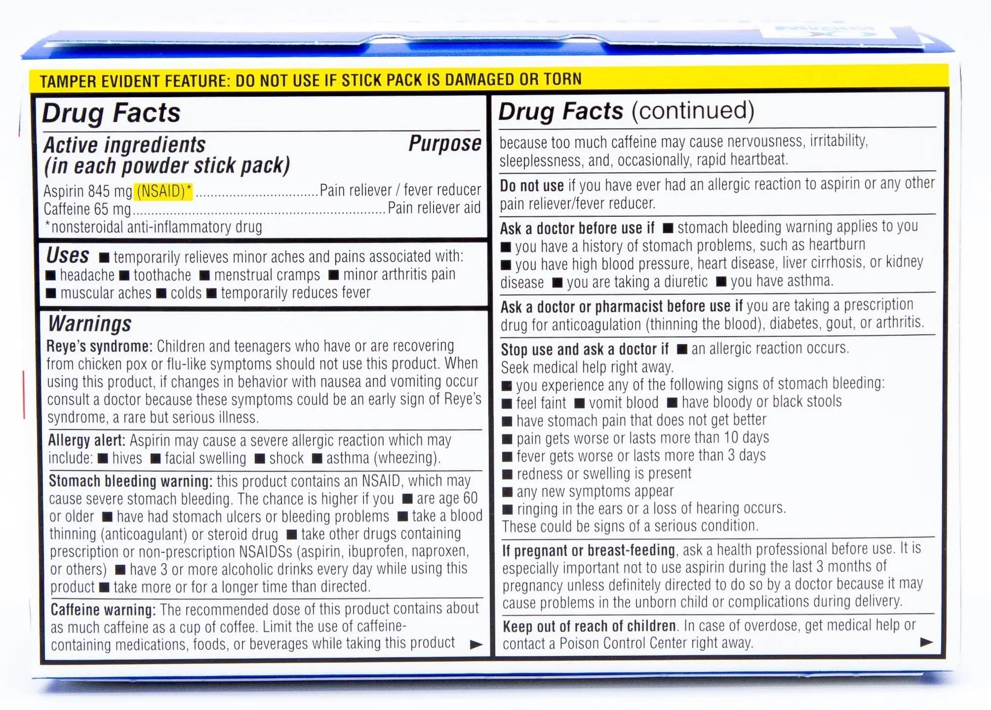 Quality Choice Fast Pain Relief Powder, Contains 50 Powder Packets for Rapid Pain Relief. Contains Aspirin & Caffiene Quality Choice buy supplements canada