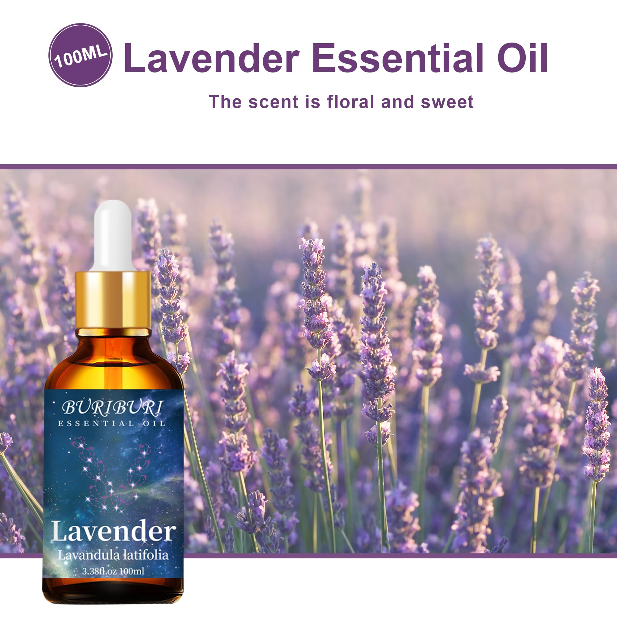 BURIBURI Lavender Essential Oil 100ML, 100% Pure Undiluted, Natural, Organic Aromatherapy Oil Lavender Oils BURIBURI buy supplements canada
