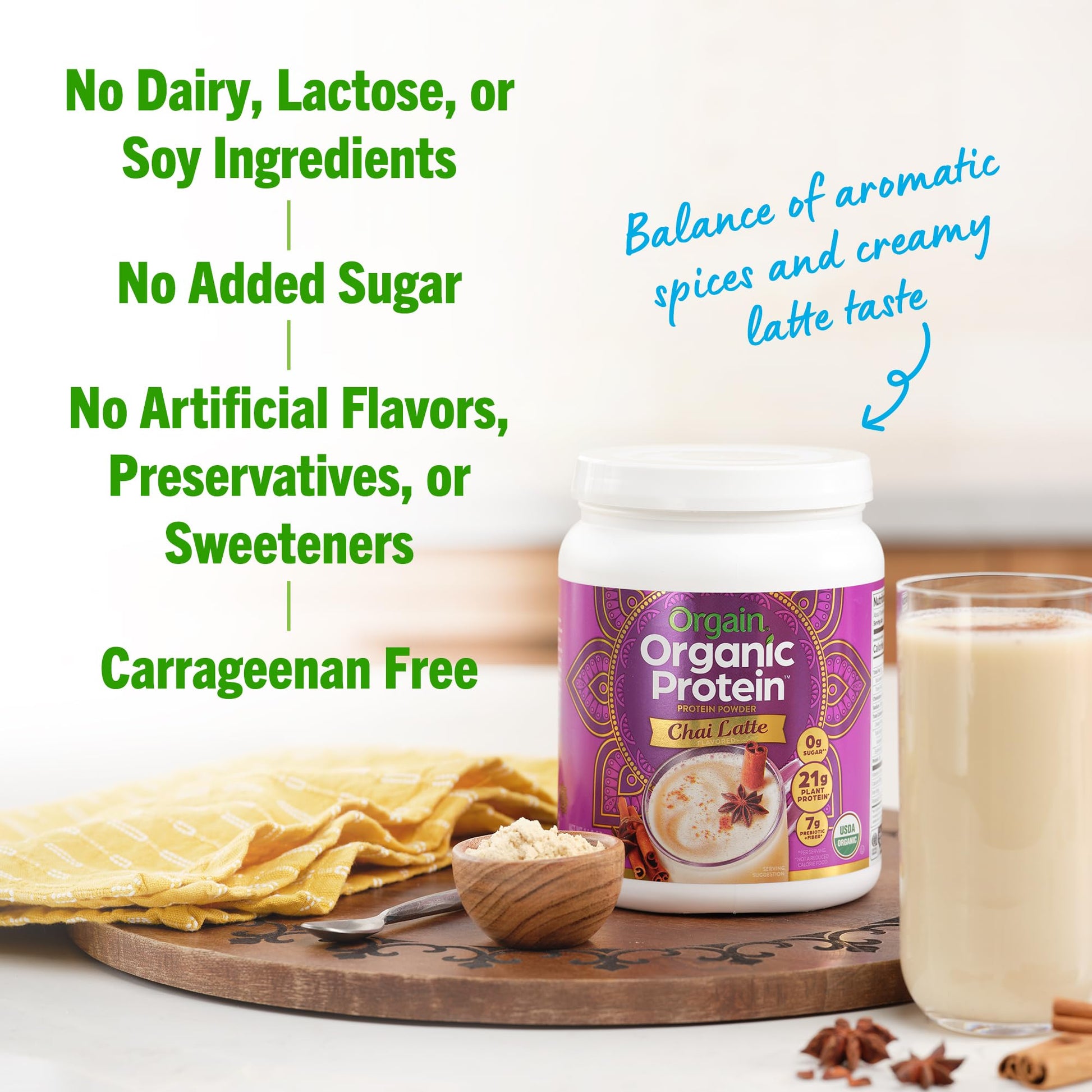 Orgain Organic Vegan Protein Powder, Chai Latte - 21g Plant Based Protein, Gluten Free Orgain buy supplements canada