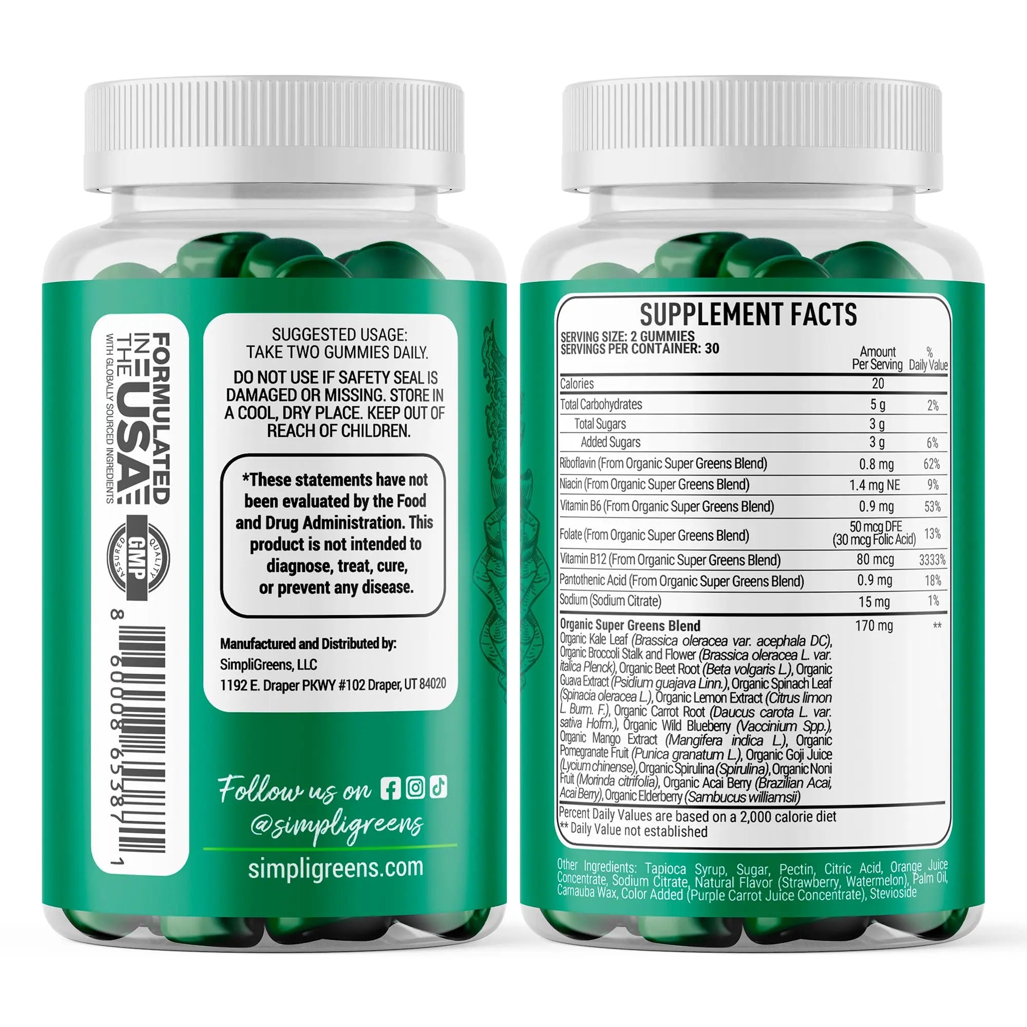 SIMPLI GREENS Vegan Superfood Gummies Supplement – 60 Count – Nutrient-Rich Gummy Vitamins – Supports Overall Wellness SIMPLI GREENS buy supplements canada