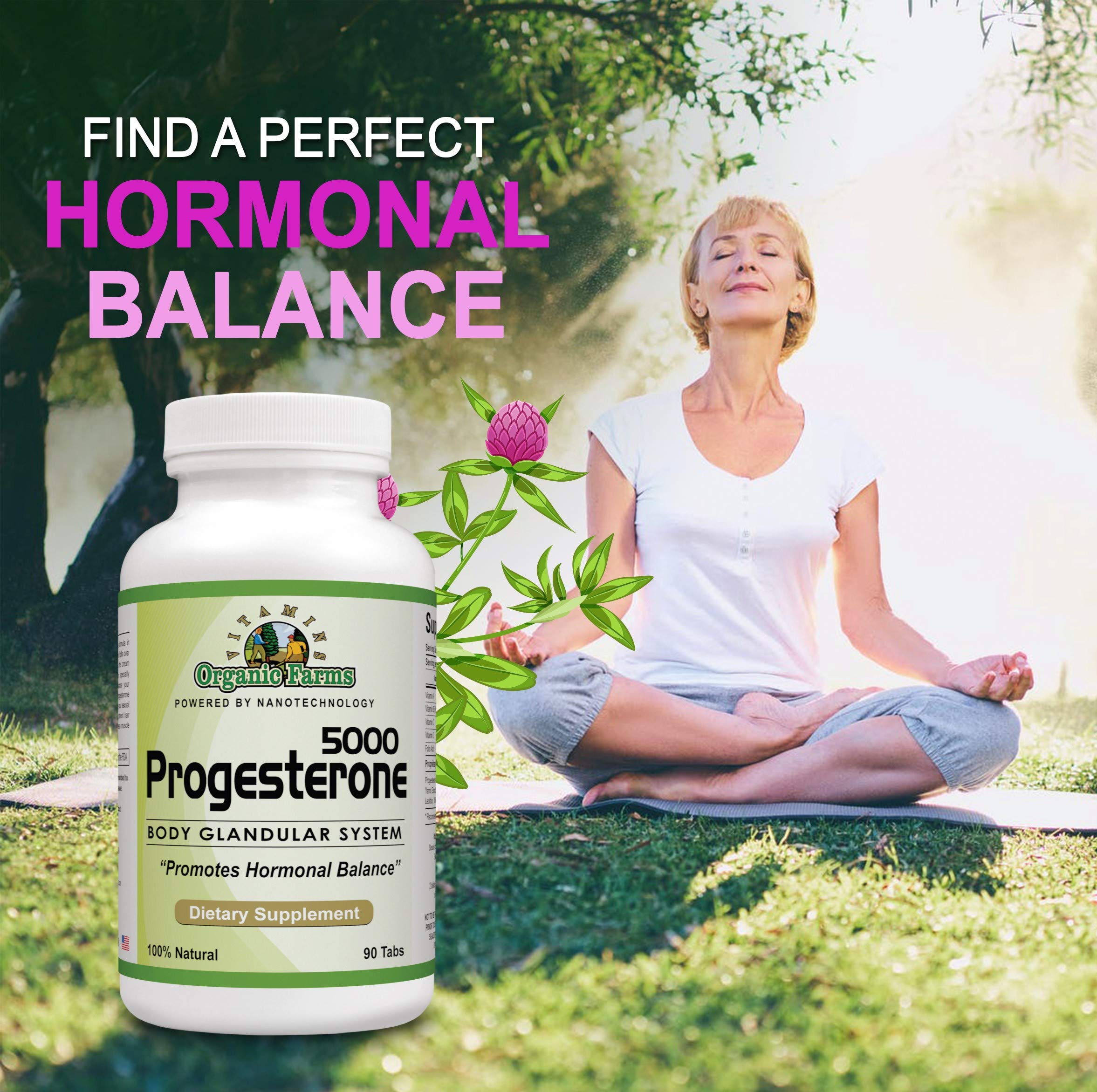 Organic Farm Vitamins Progesterone 5000 - Body glandular System Dietary Supplement, 100% Natural Progesterone Pills - Formula to Balance Hormones - progesterone Supplement, 90 Tablets Organic Farms Vitamins buy supplements canada