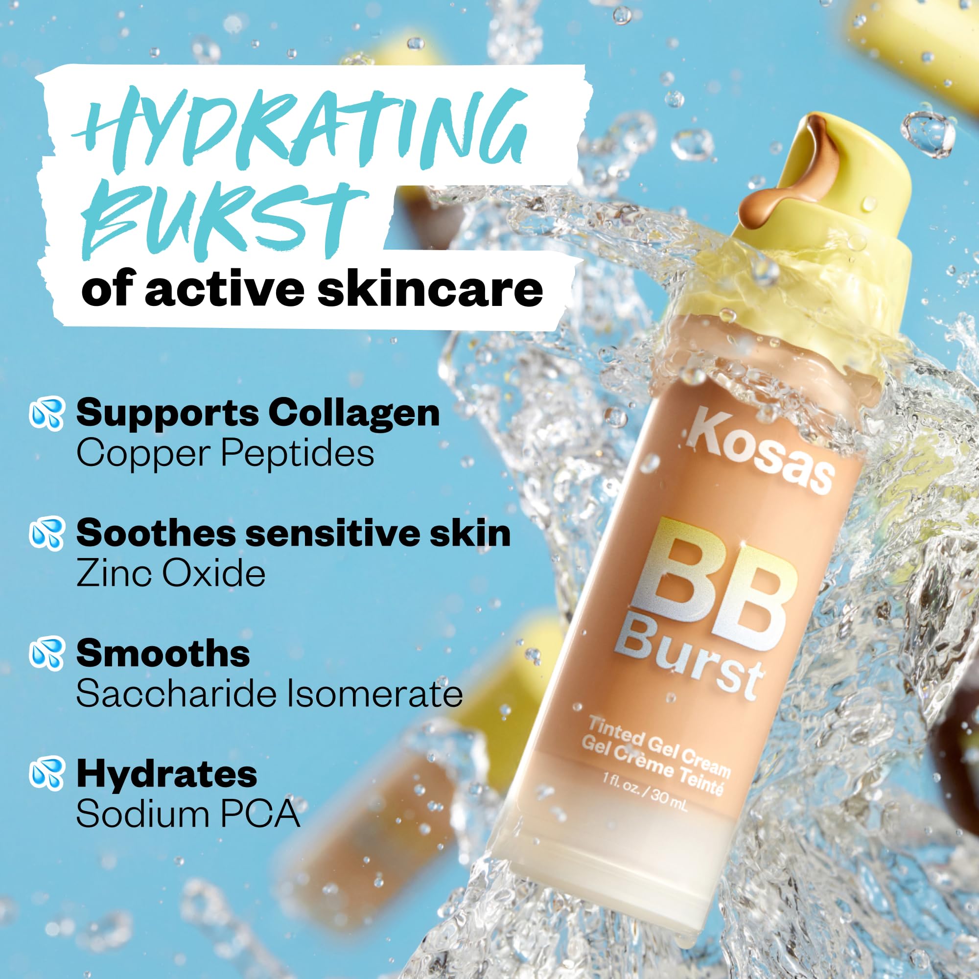 Kosas BB Burst Tinted Face Gel Cream - Supports Healthy Collagen, Smoothes Skin, Hydrates & Moisturizes - Lightweight Buildable Coverage - Light Medium Neutral 21, (1 Oz/30 ML) Kosas buy supplements canada