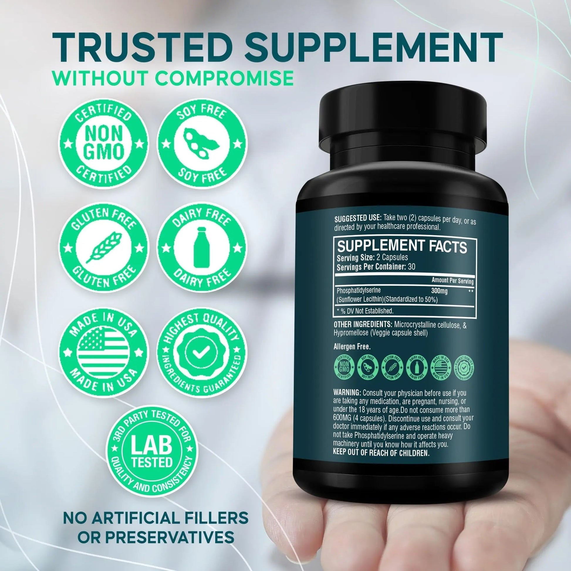 Phosphatidylserine Supplement – Premium Nootropic for Brain Health, Memory, Focus & Stress Support – 300mg Sunflower Lecithin NeuroGuard buy supplements canada