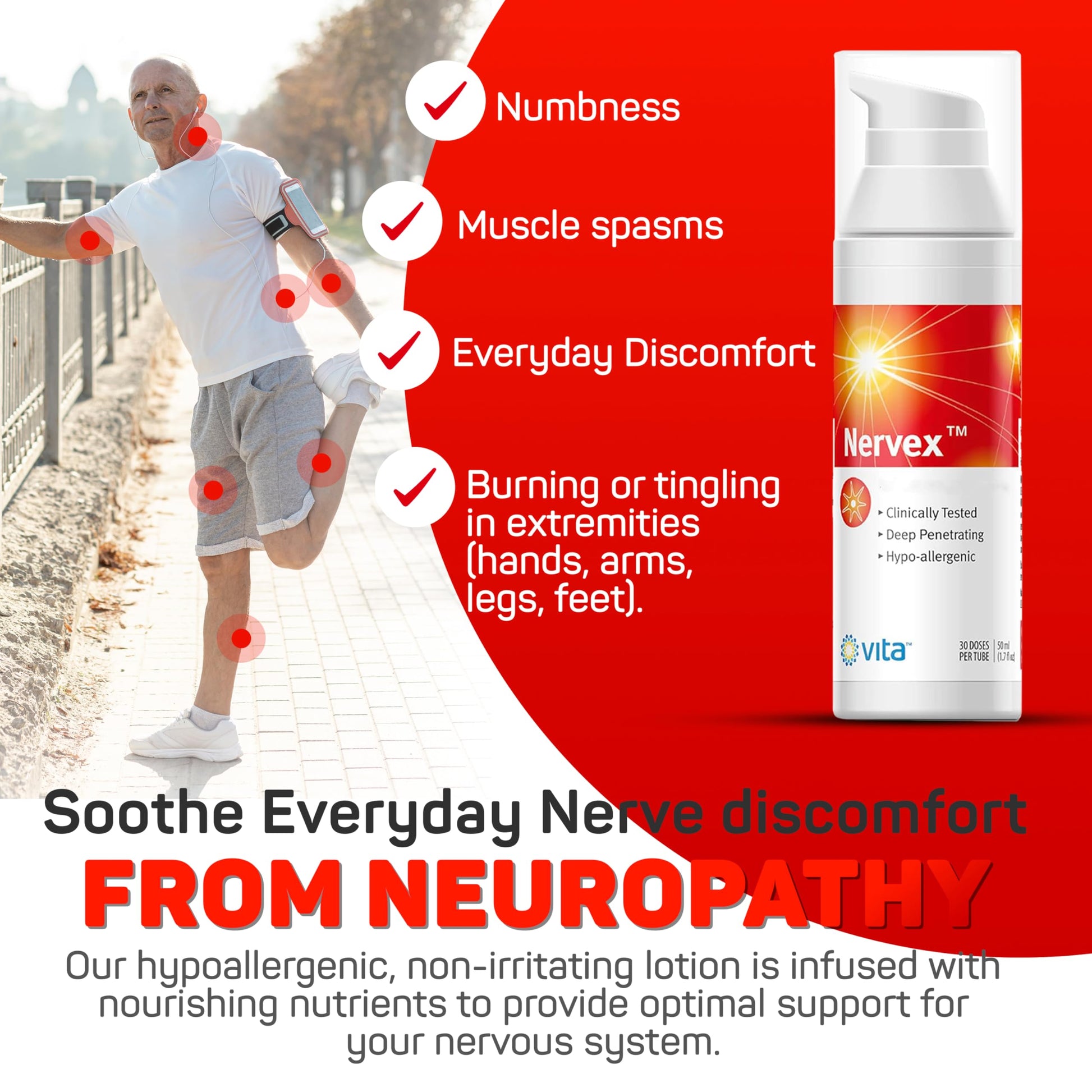 Vita Sciences Nervex Powerful Neuropathy Cream: Advanced Natural Relief for Peripheral Neuropathy, Fibromyalgia, and Fast Comfort Treatment for Feet, Hands, Legs, and Toes Vita Sciences buy supplements canada