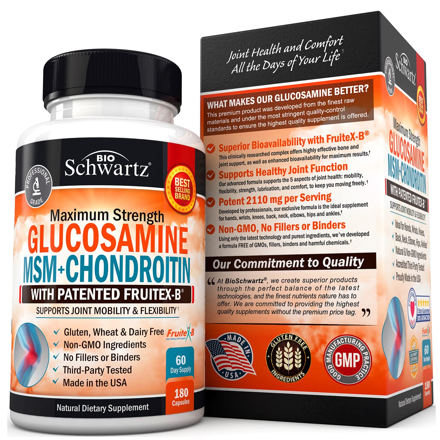 Glucosamine Chondroitin MSM 2110mg - Joint Support Supplement with Turmeric BioSchwartz buy supplements canada
