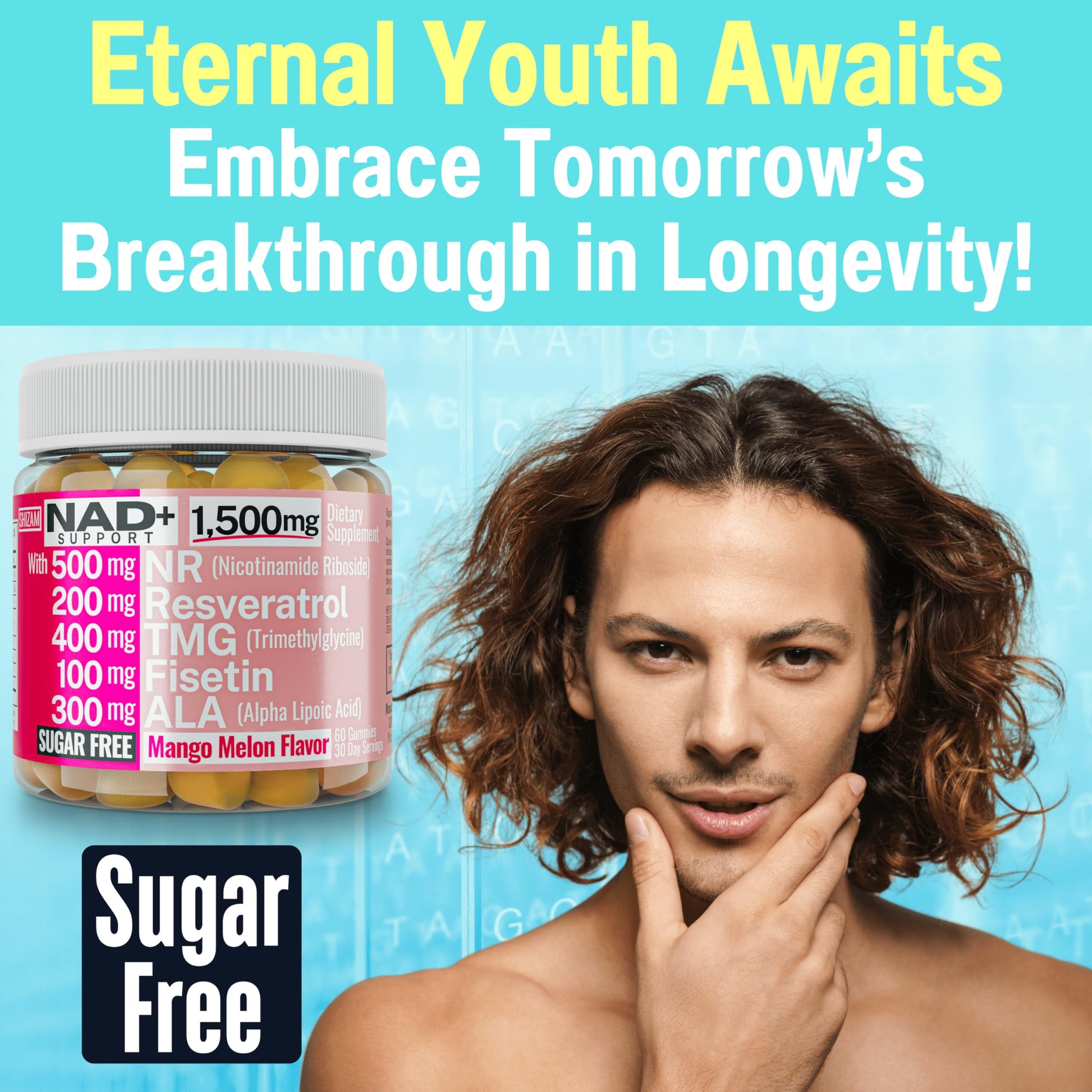 1500mg NAD+ Sugar Free Gummies | NAD + Plus NR TMG ALA Trans-Resveratrol Fisetin Supplements | Nicotinamide Riboside Trimethylglycine Alpha Lipoic Acid Betaine Pills Capsules Tincture Supplement Alt SHIZAM buy supplements canada