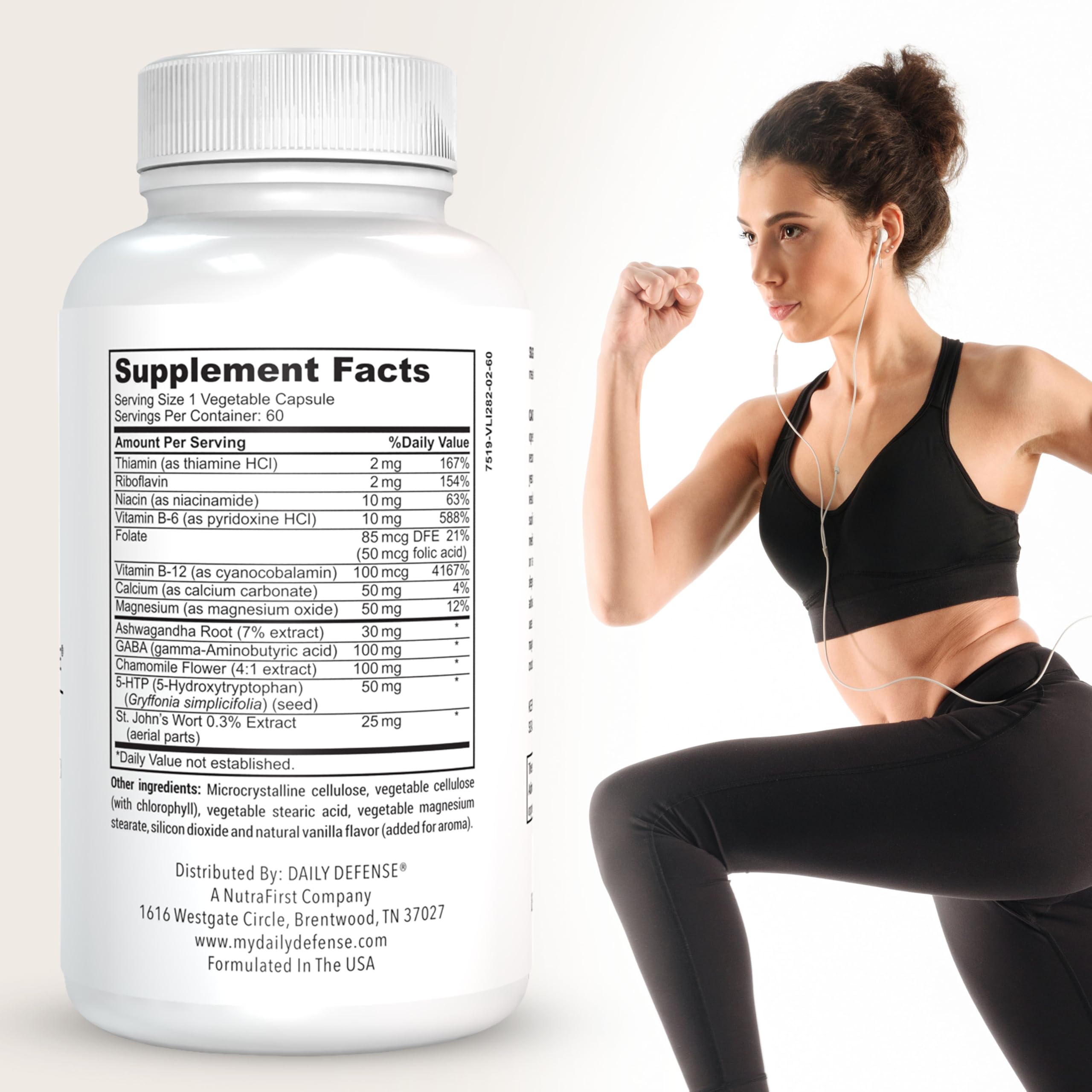 Daily Defense Mood Support Supplement - Ultra Mood 60 Count Mood Enhancer with Calcium Carbonate, Folic Acid, GABA, 5-HTP, Ashwagandha Root Extract & More - Non GMO Mood & Relaxation Supplement Daily Defense buy supplements canada