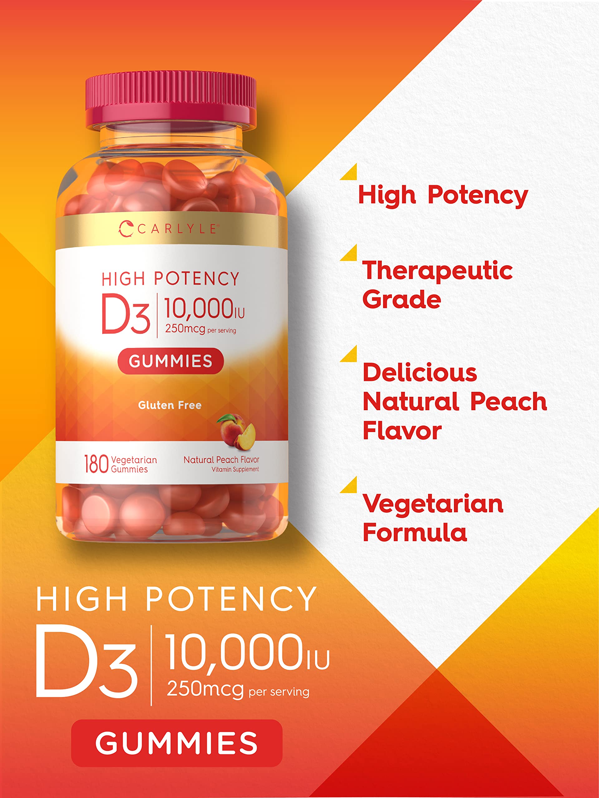 Carlyle Vitamin D3 Gummies | 10,000 iu | 180 Count | Vegetarian, Non-GMO Carlyle buy supplements canada