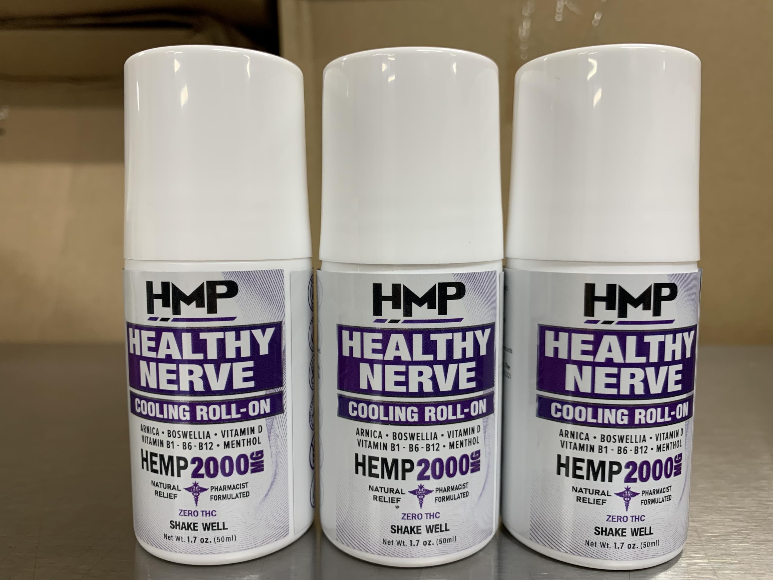 HMP Nerve Roll-On for Feet, Hands, Legs, Toes, Back 2000MG Hemp with Menthol & Arnica, Soothing Cooling Formula, Made in USA, 50ml (1 Pack) HMP BRANDS buy supplements canada