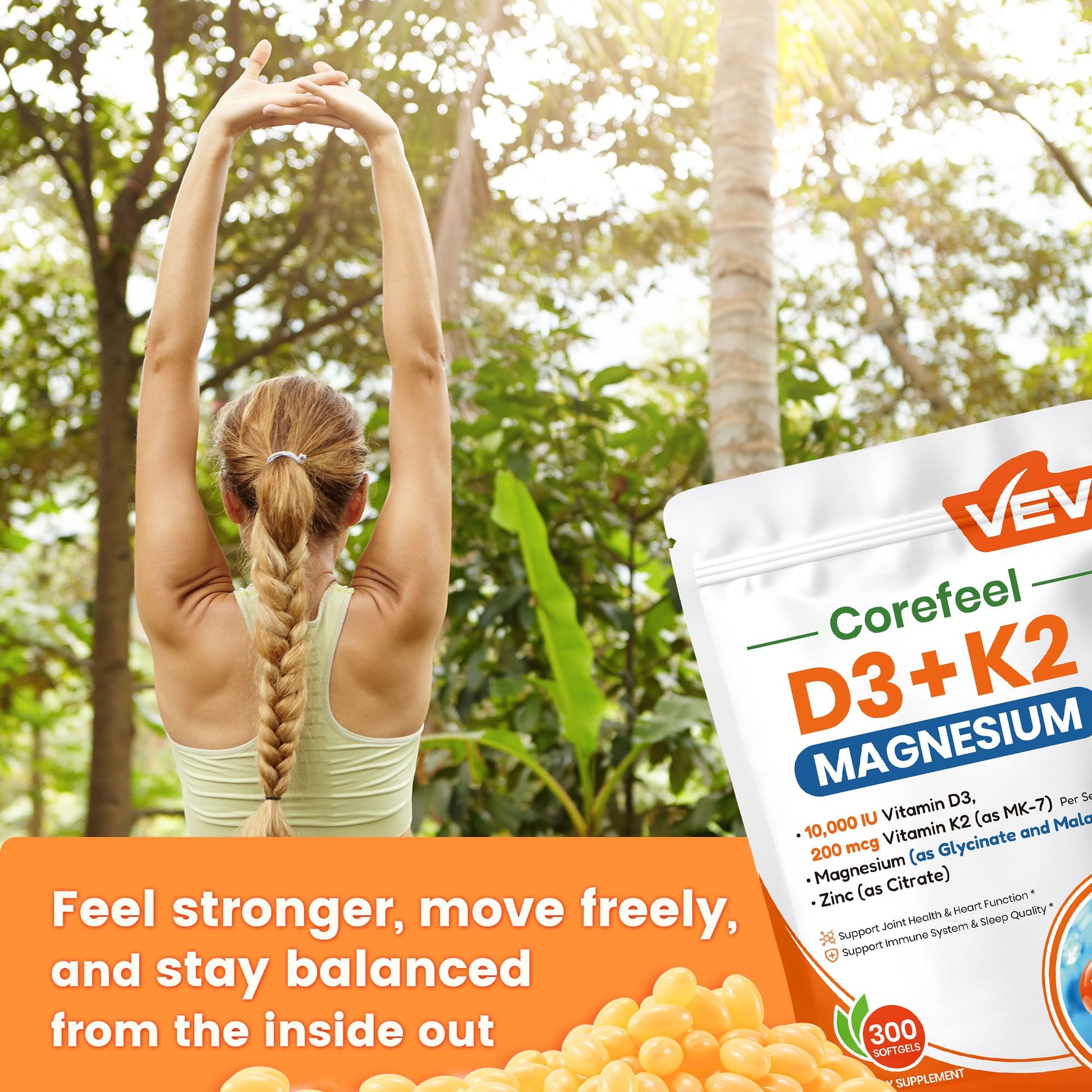 VEV Vitamin D3 K2 10,000 IU Magnesium Supplement – with Vitamin D and K (MK-7), Magnesium Glycinate & Malate, Zinc Citrate VEV buy supplements canada